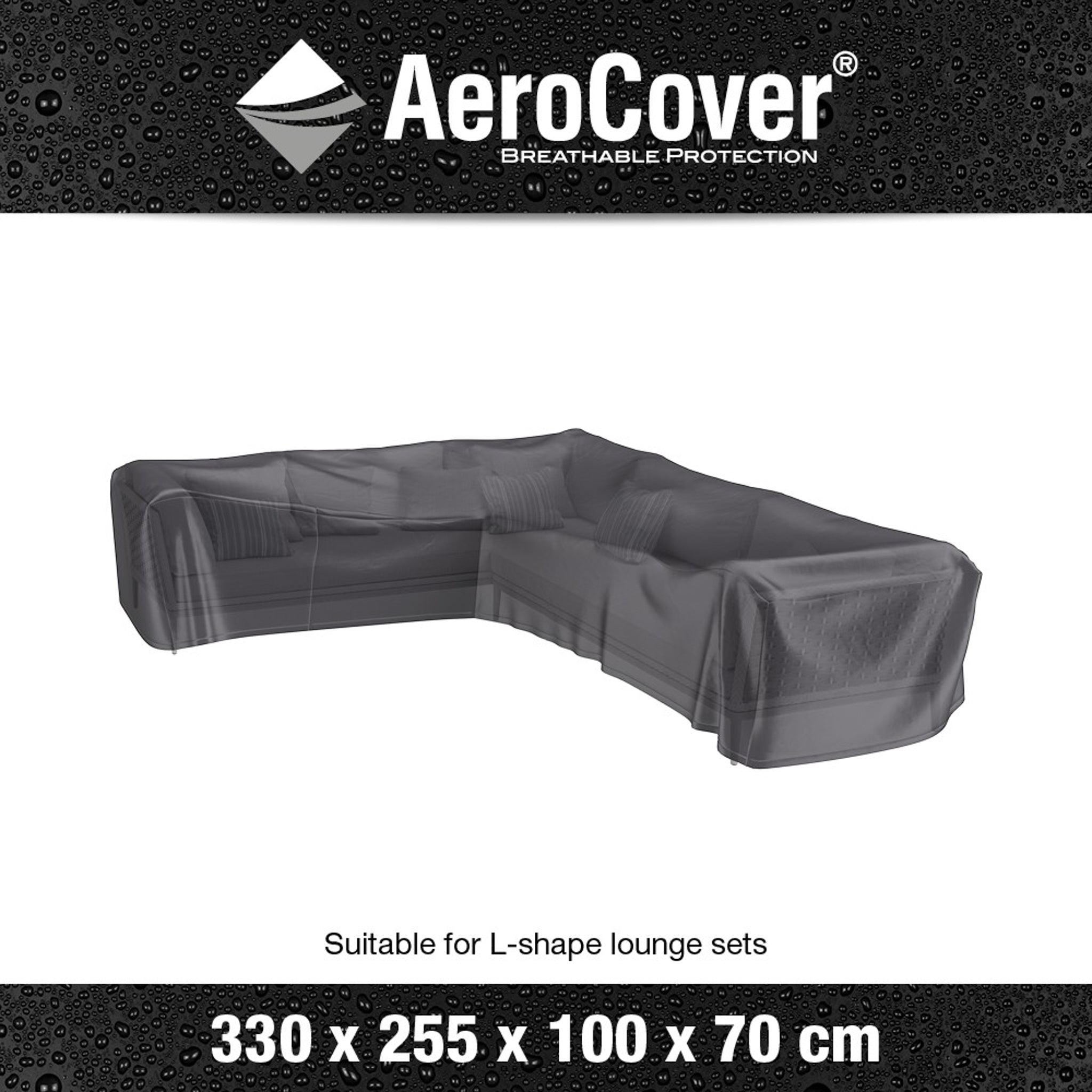 AeroCover - Left Hand L-Shape Lounge Set Cover 330 x 255 x 100 x 70