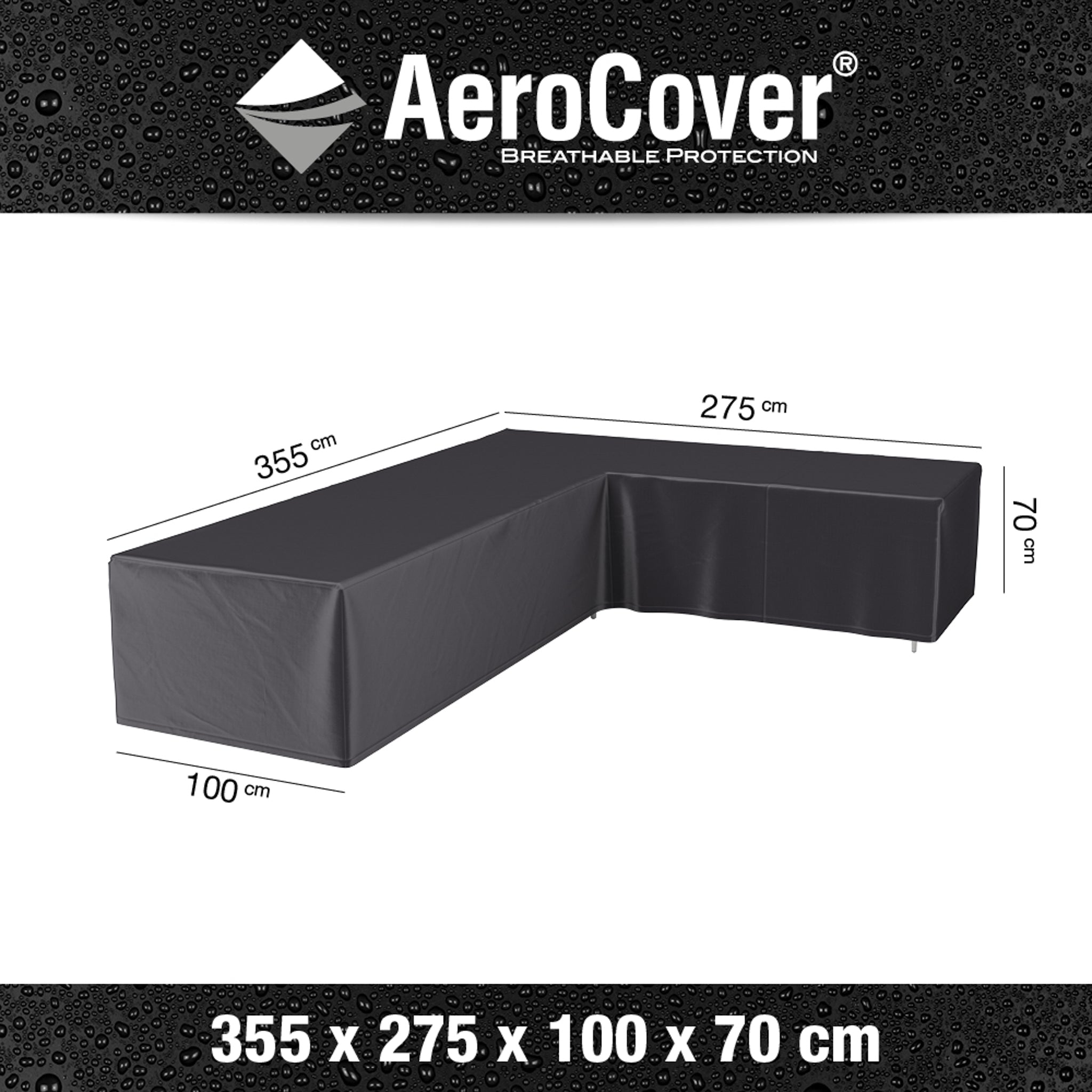 AeroCover - Left Hand L-Shape Lounge Set Cover 355 x 275 x 100 x 70