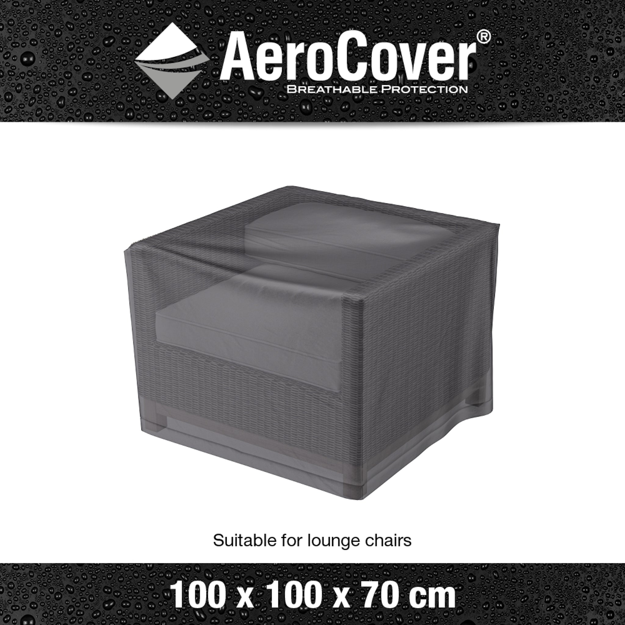 AeroCover - Lounge Chair Cover, breathable protective cover for garden furniture, ideal for lounge chairs or Bistro sets, dimensions 100 x 100 x 70 cm.