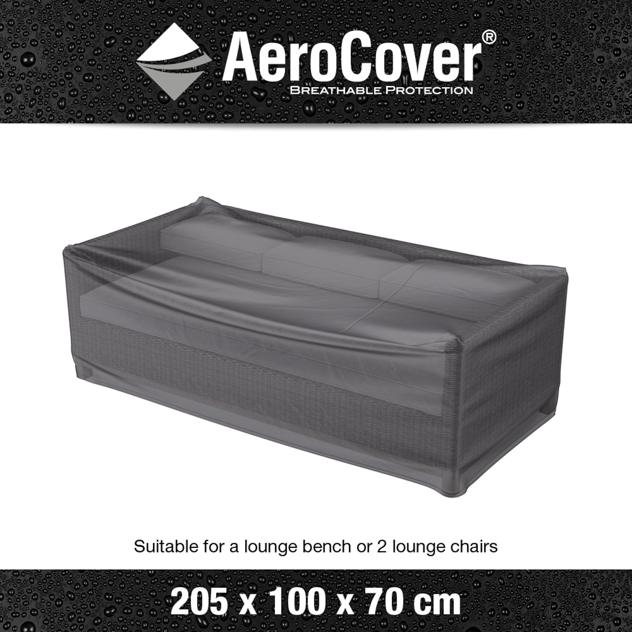 AeroCover - Lounge Bench Cover 205 x 100 x 70cm high