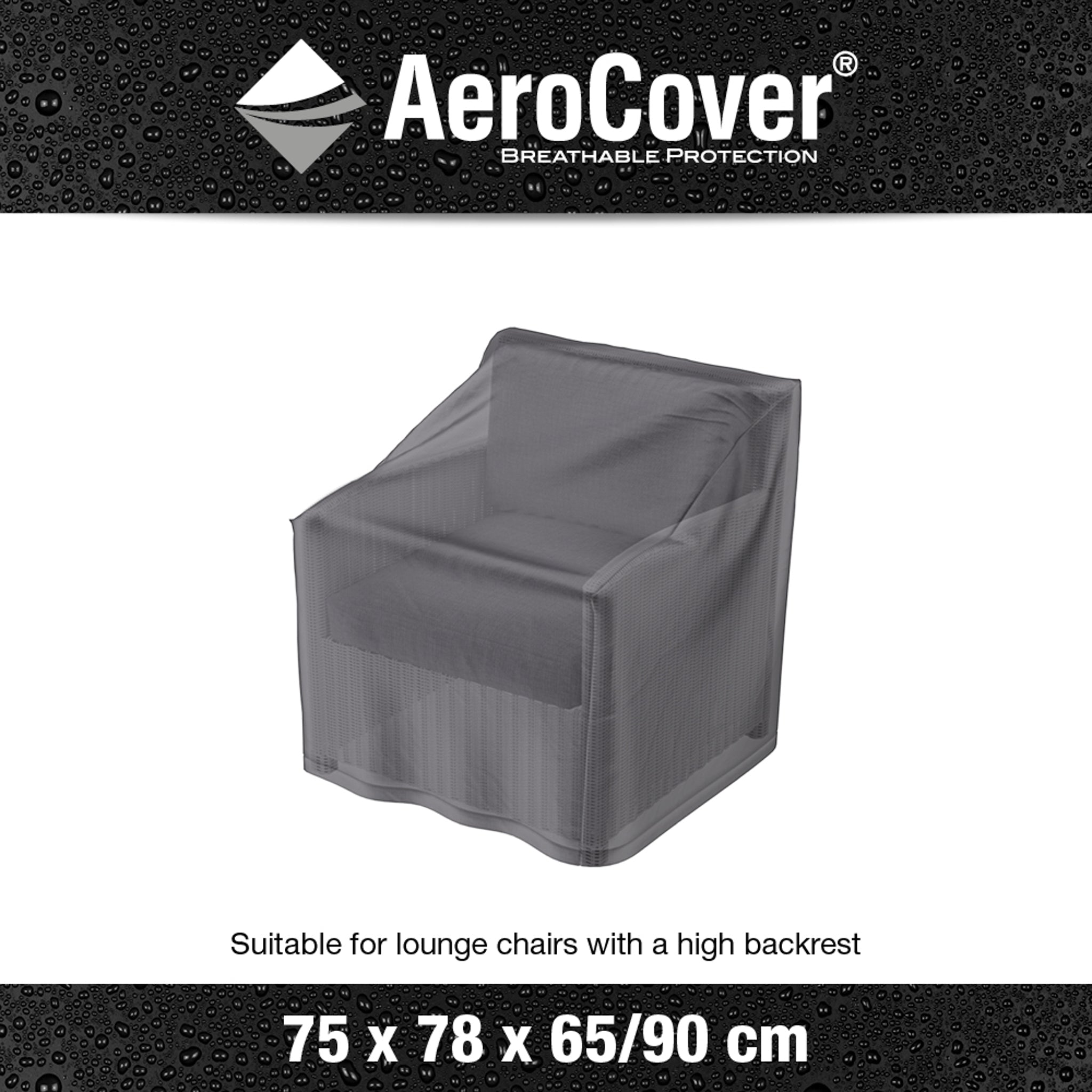 AeroCover - High Back Lounge Chair Cover 75x78x90cm, designed to be breathable and perfect for protecting outdoor furniture.