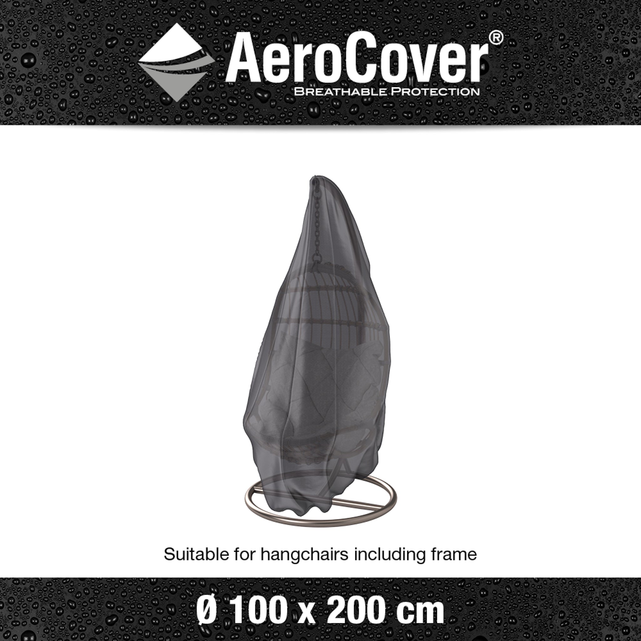 AeroCover - Hanging Chair Round Cover 100x200cm high; This UV-protected and water-resistant cover is perfect for hanging chairs including the frame.