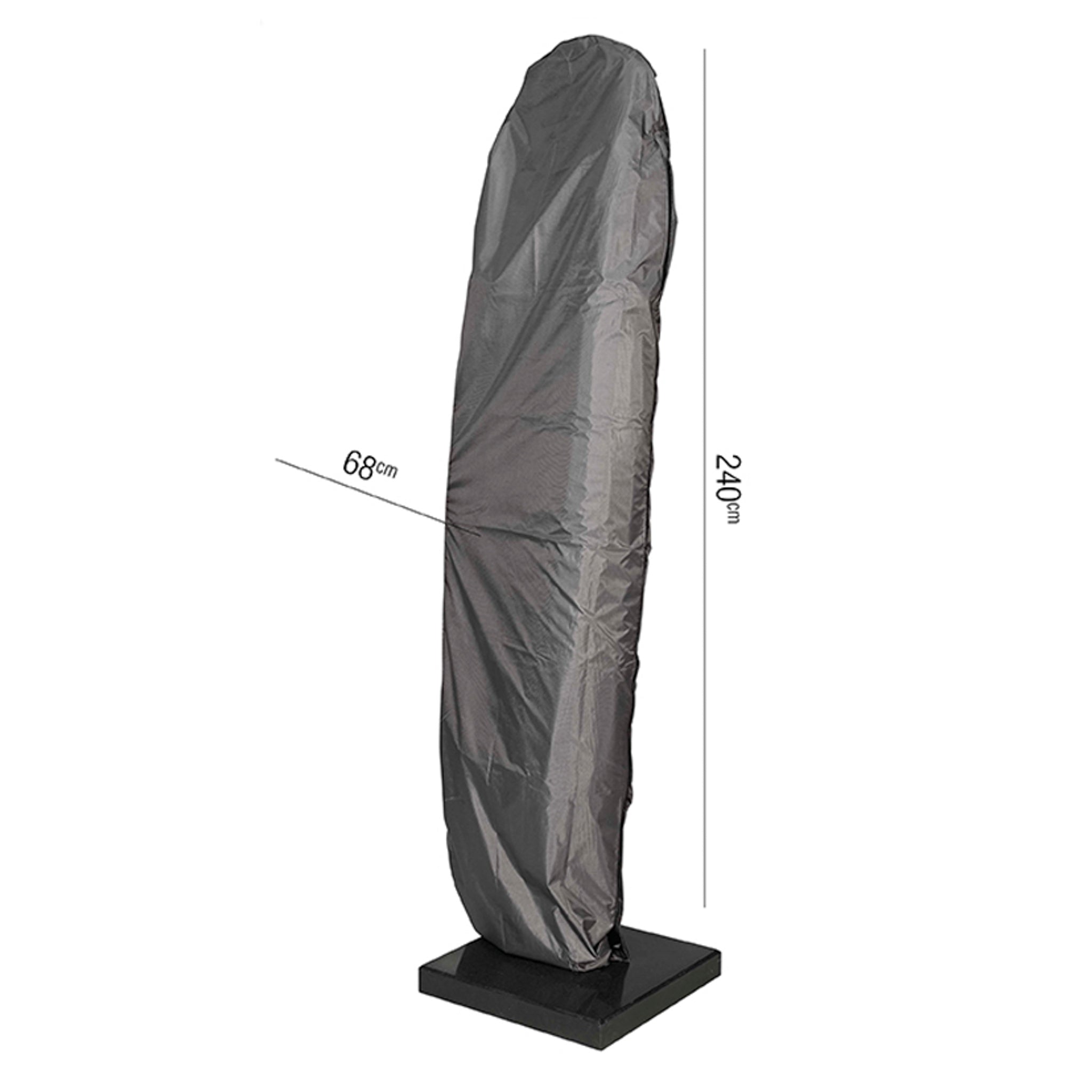 AeroCover - Free Arm Parasol Cover, measuring 240 cm in height and 68 cm in width, designed for outdoor patio heaters with water-resistant protection.