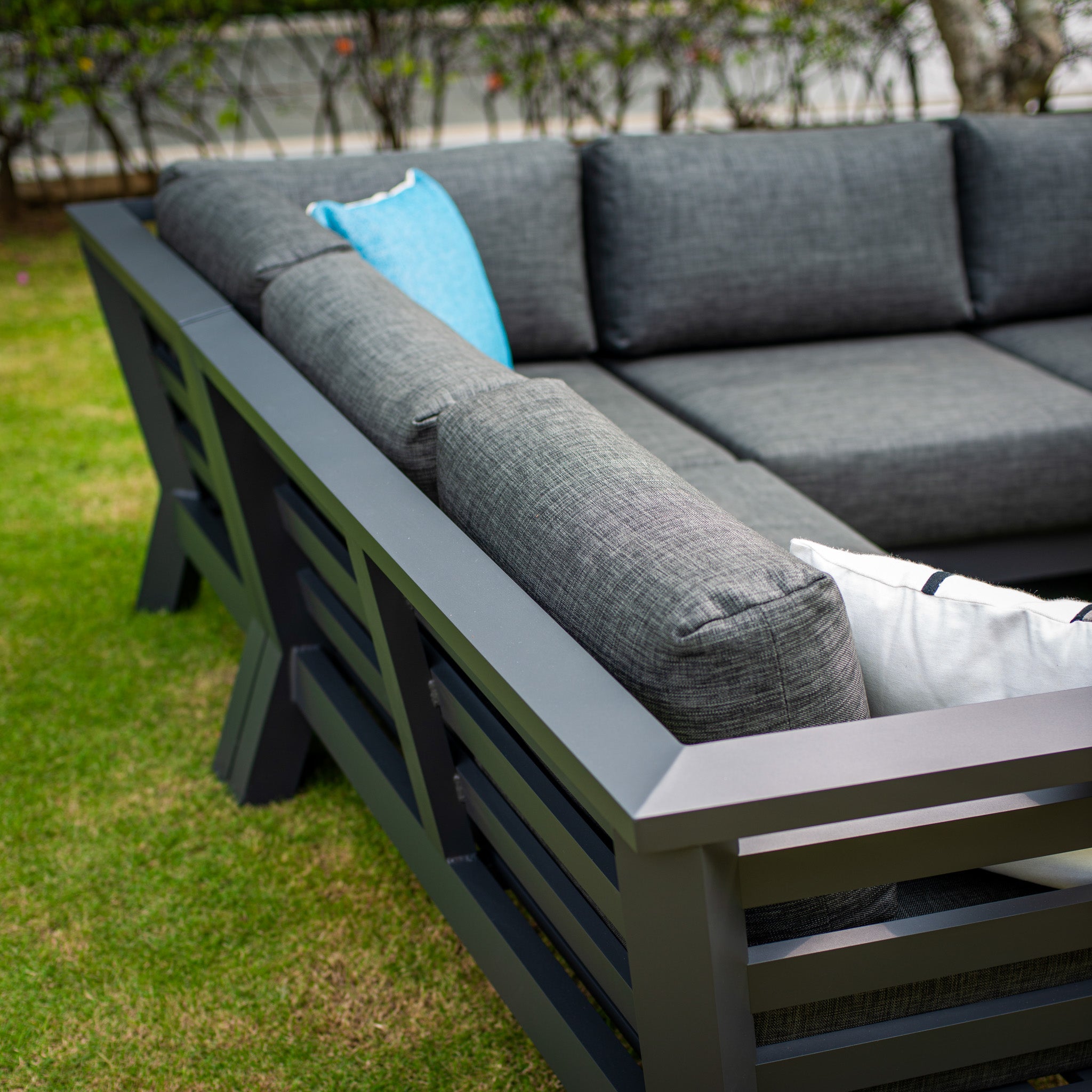Meteoro Corner Group Set with Teak Table in Anthracite
