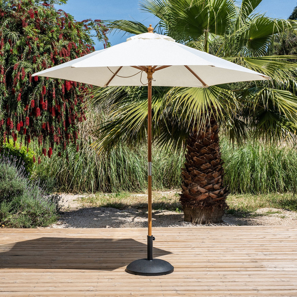 Kratos 2 5m Round Wooden Parasol In Beige kratos-2-5m-round-wooden-parasol-in-beige