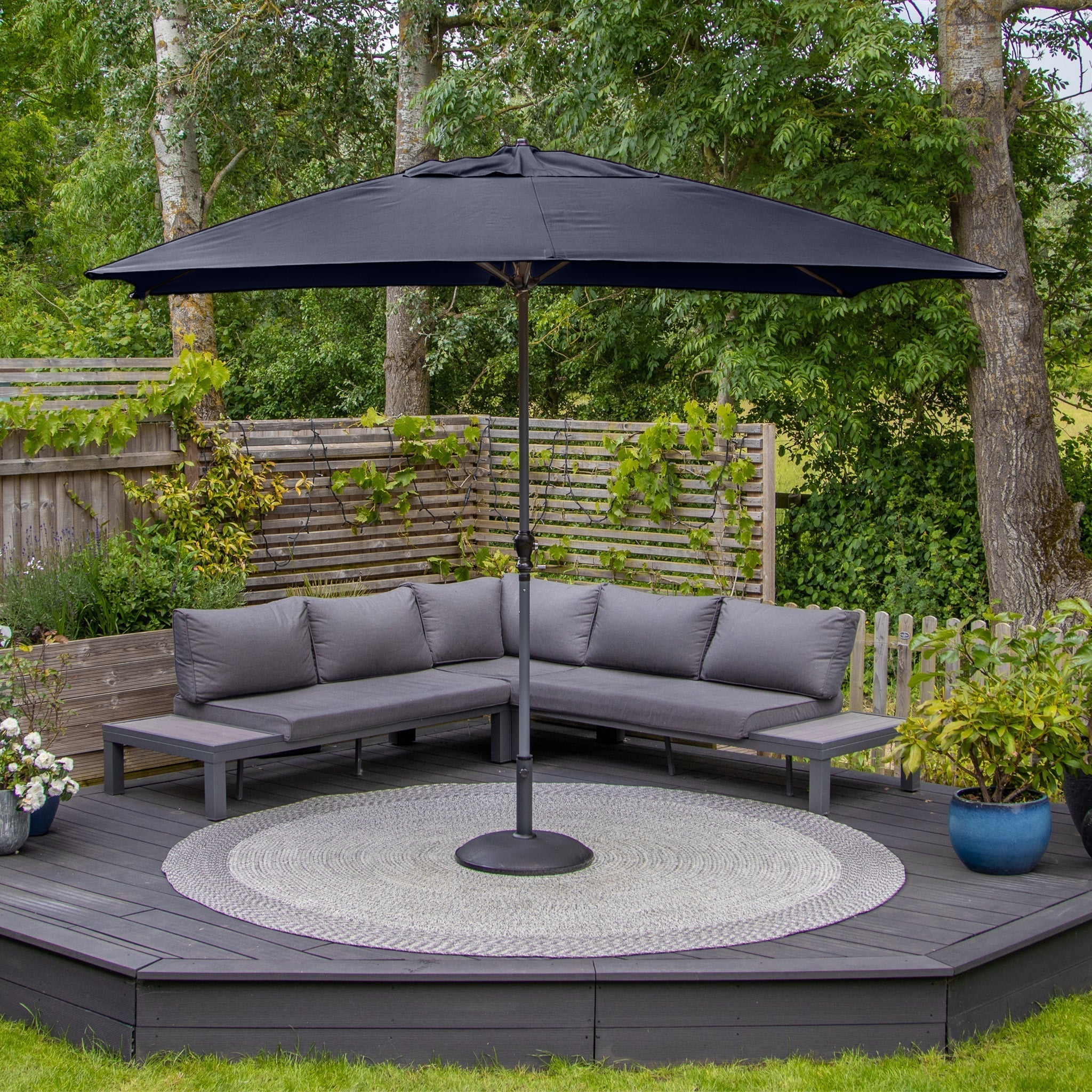 Triton 3m x 2m Rectangular Aluminium Parasol in Navy