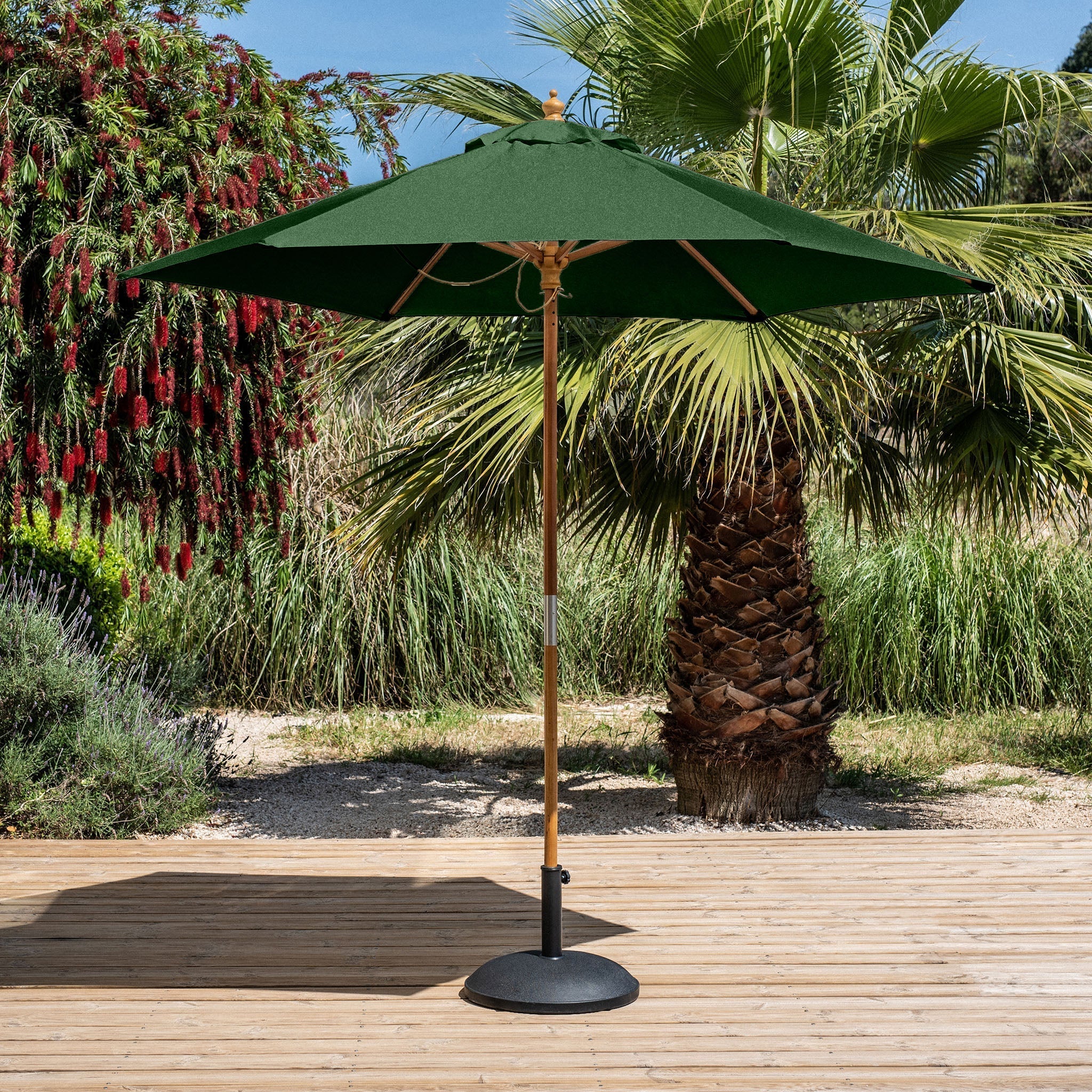 Kratos 2.5m Round Wooden Parasol in Green