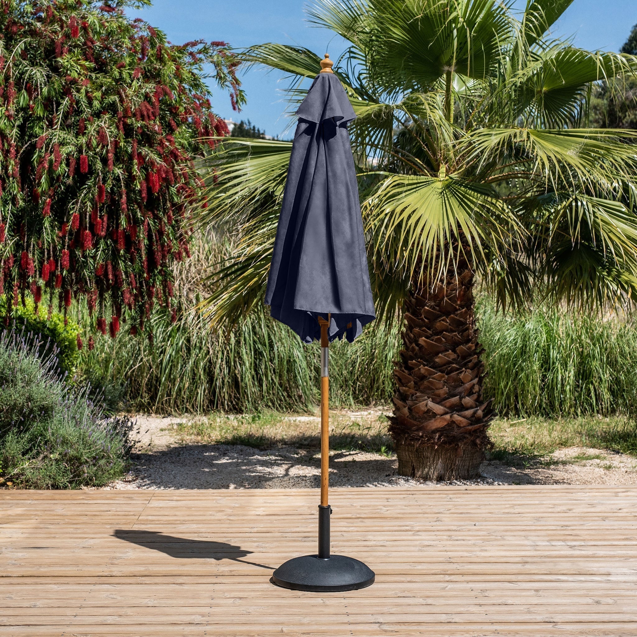 Kratos 2.5m Round Wooden Parasol in Navy