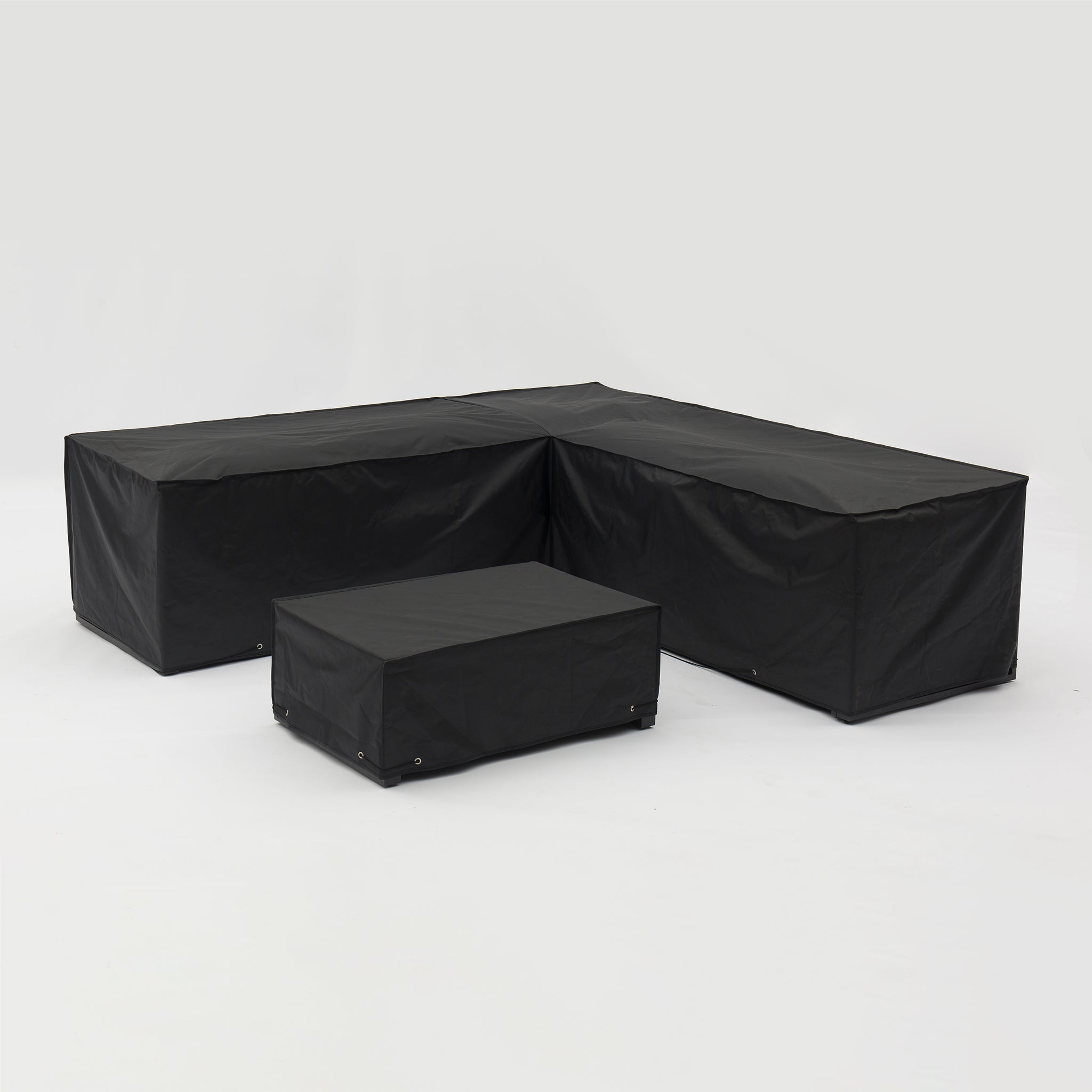 Harbour Lifestyle's Winter Cover for the Havana Aluminium Corner Group shields a sofa set against a plain white background, offering excellent outdoor furniture protection for all seasons.