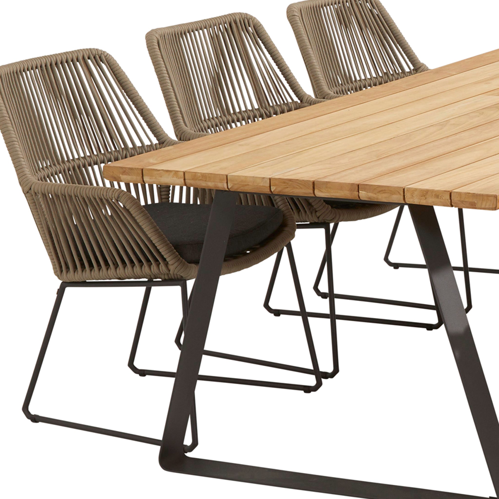 Ramblas 6 Seat Rectangular Dining Set with Teak Table in Taupe