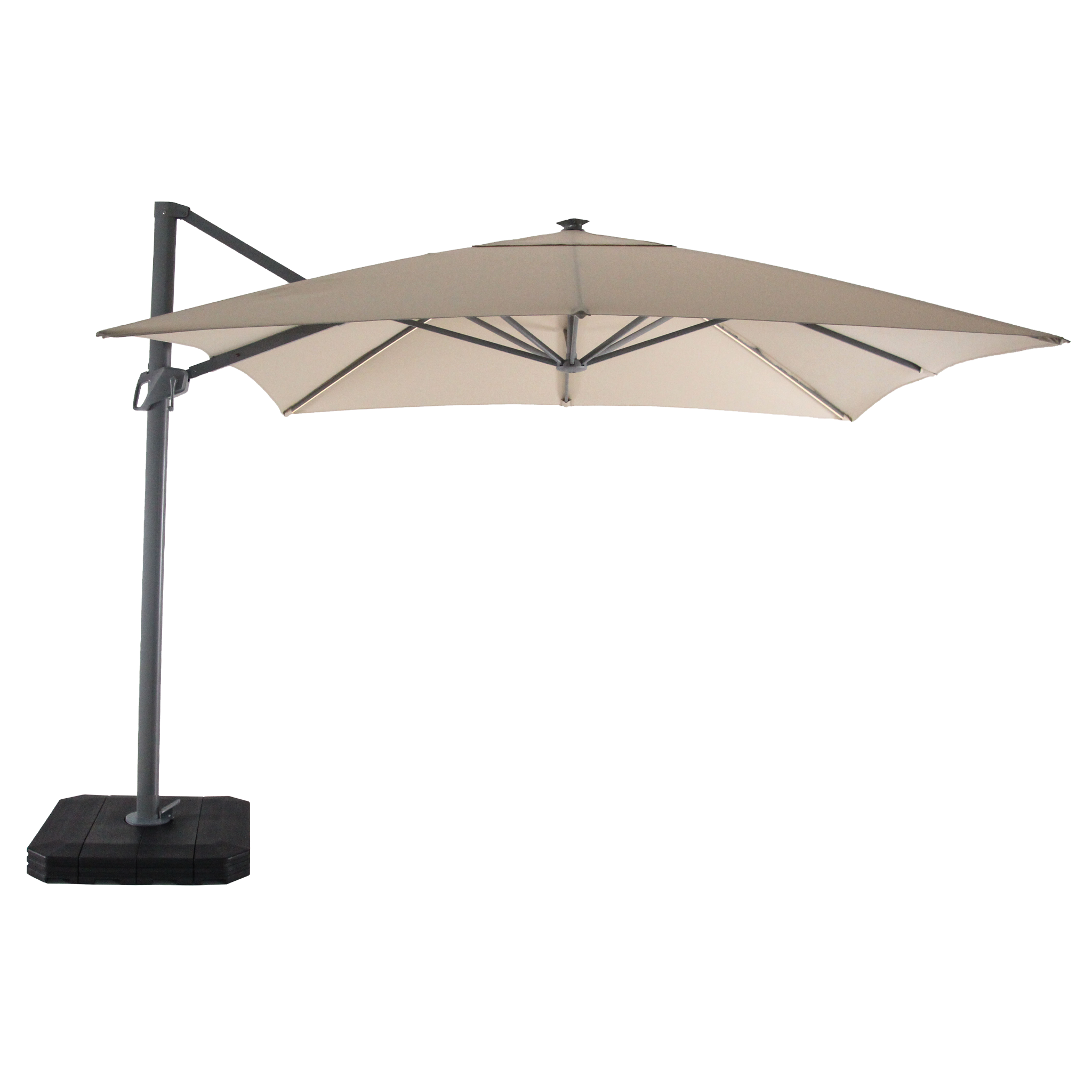 Ares 3m Square Cantilever Parasol with Solar powered LED Lights in Beige