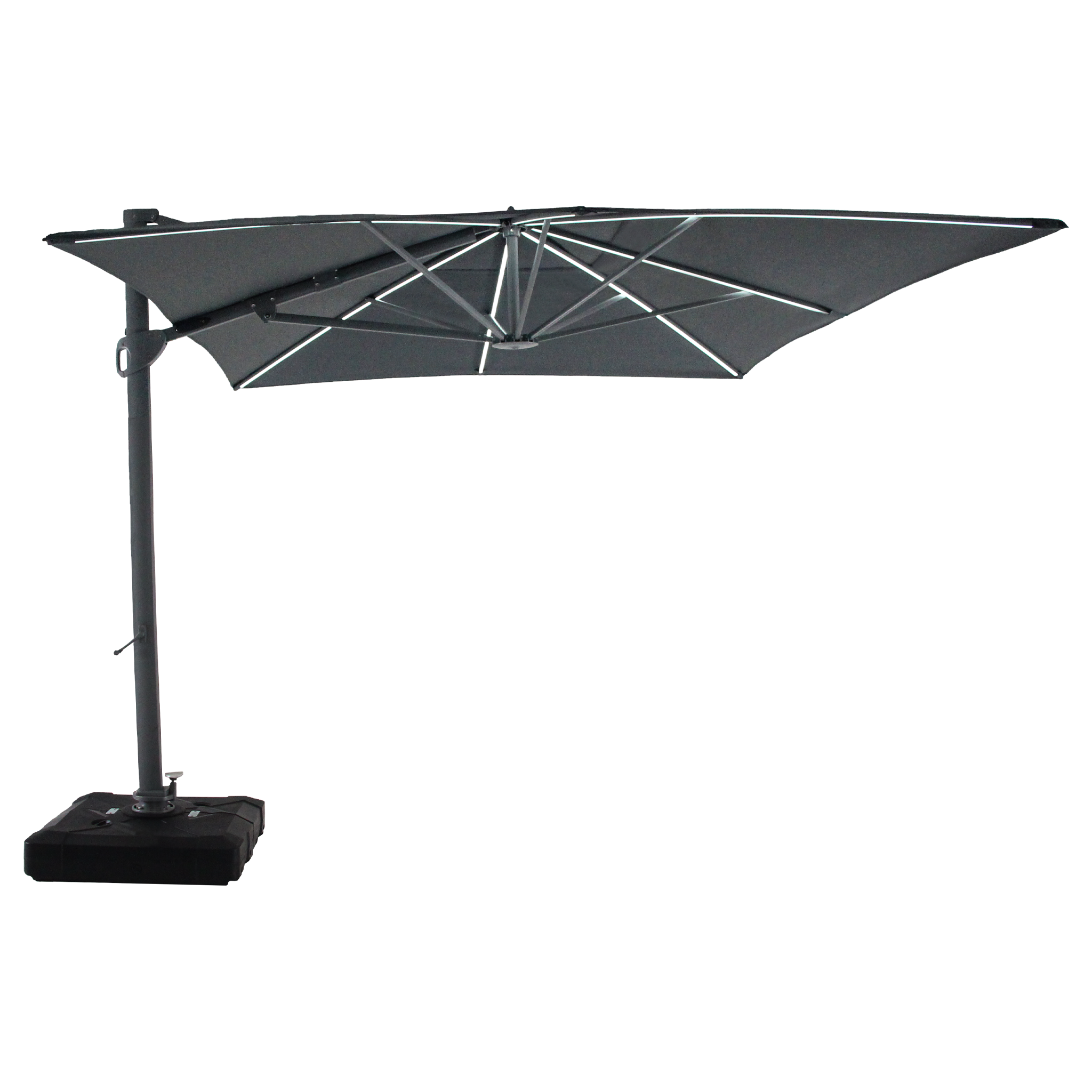 Pallas 4m x 3m Rectangular Cantilever Parasol with LED Lighting in Charcoal