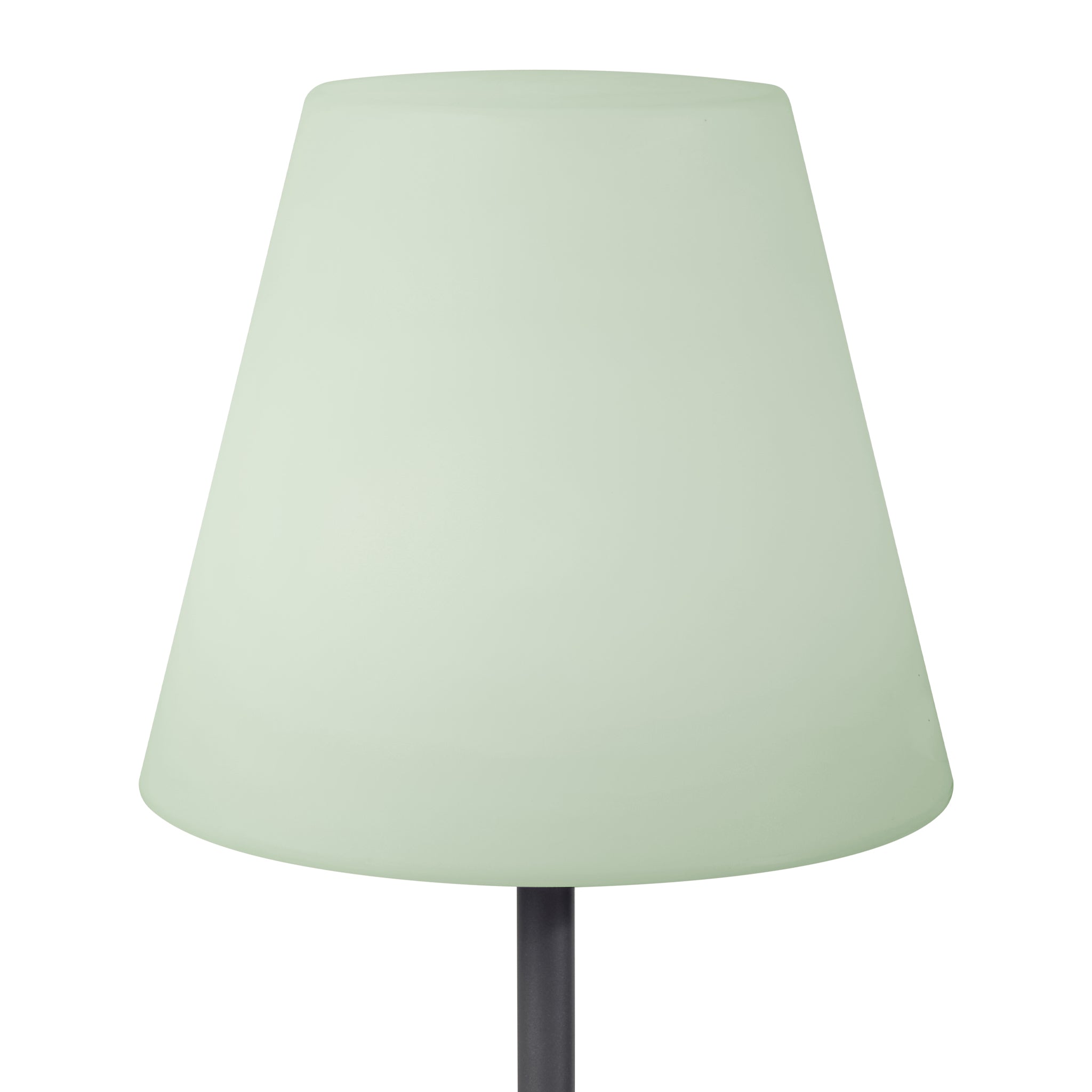 The Pacific Lifestyle Grey Metal Outdoor & Indoor Floor Lamp boasts a sleek design with a cone-shaped shade on a black base. Its water-resistant, durable materials make it elegant and functional, perfect for outdoor settings.