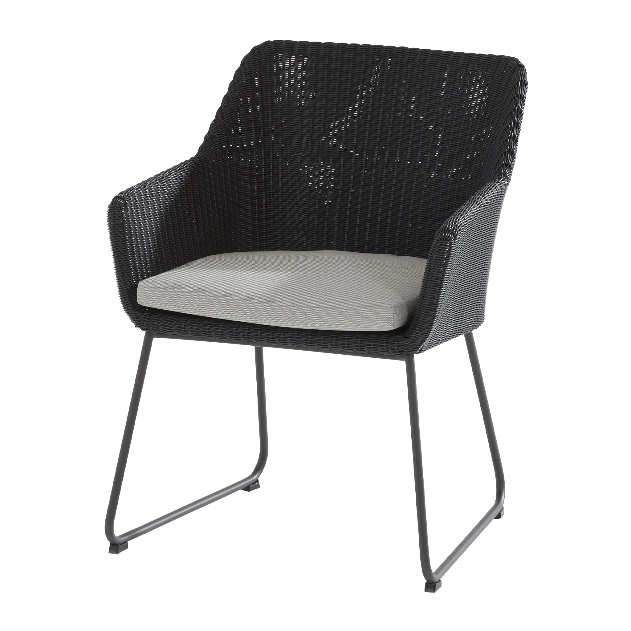 Avila 6 Seat Rectangular Dining with Teak Table in Black