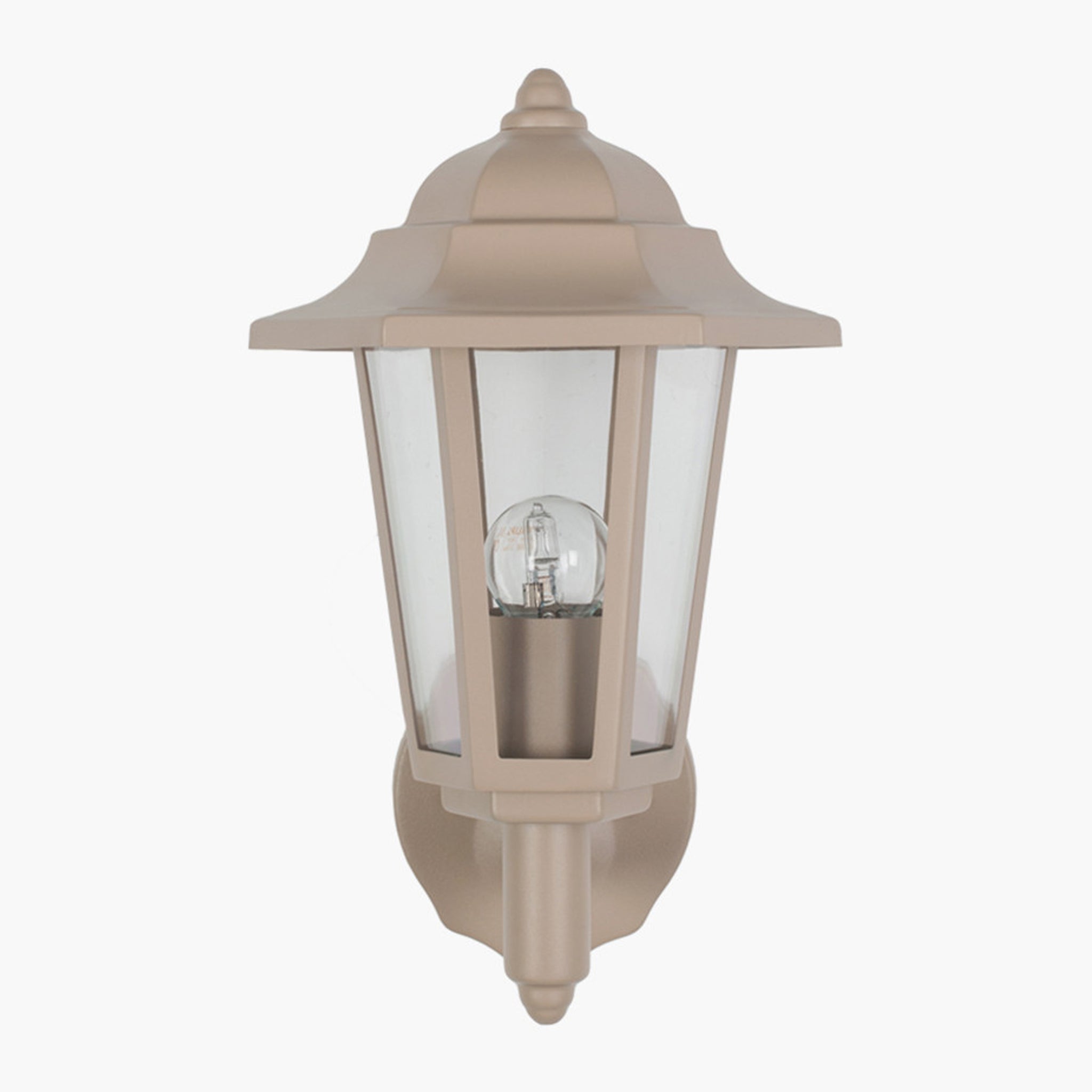Azalea Taupe Metal Hex Lantern Wall Uplighter