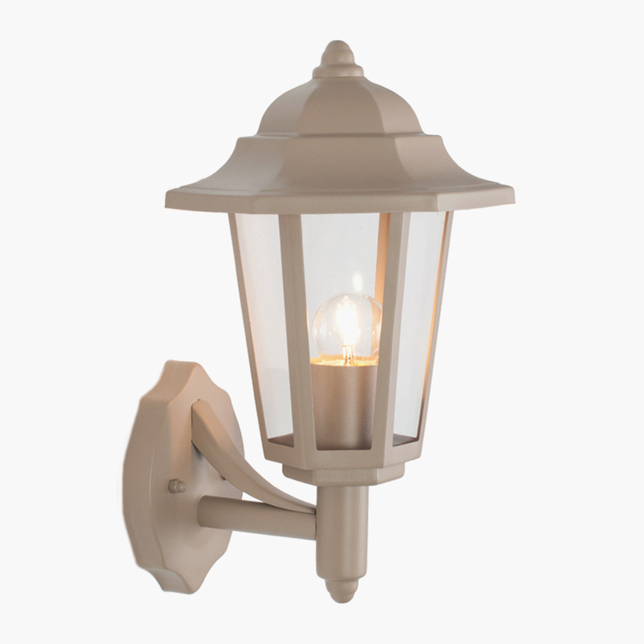 Azalea Taupe Metal Hex Lantern Wall Uplighter