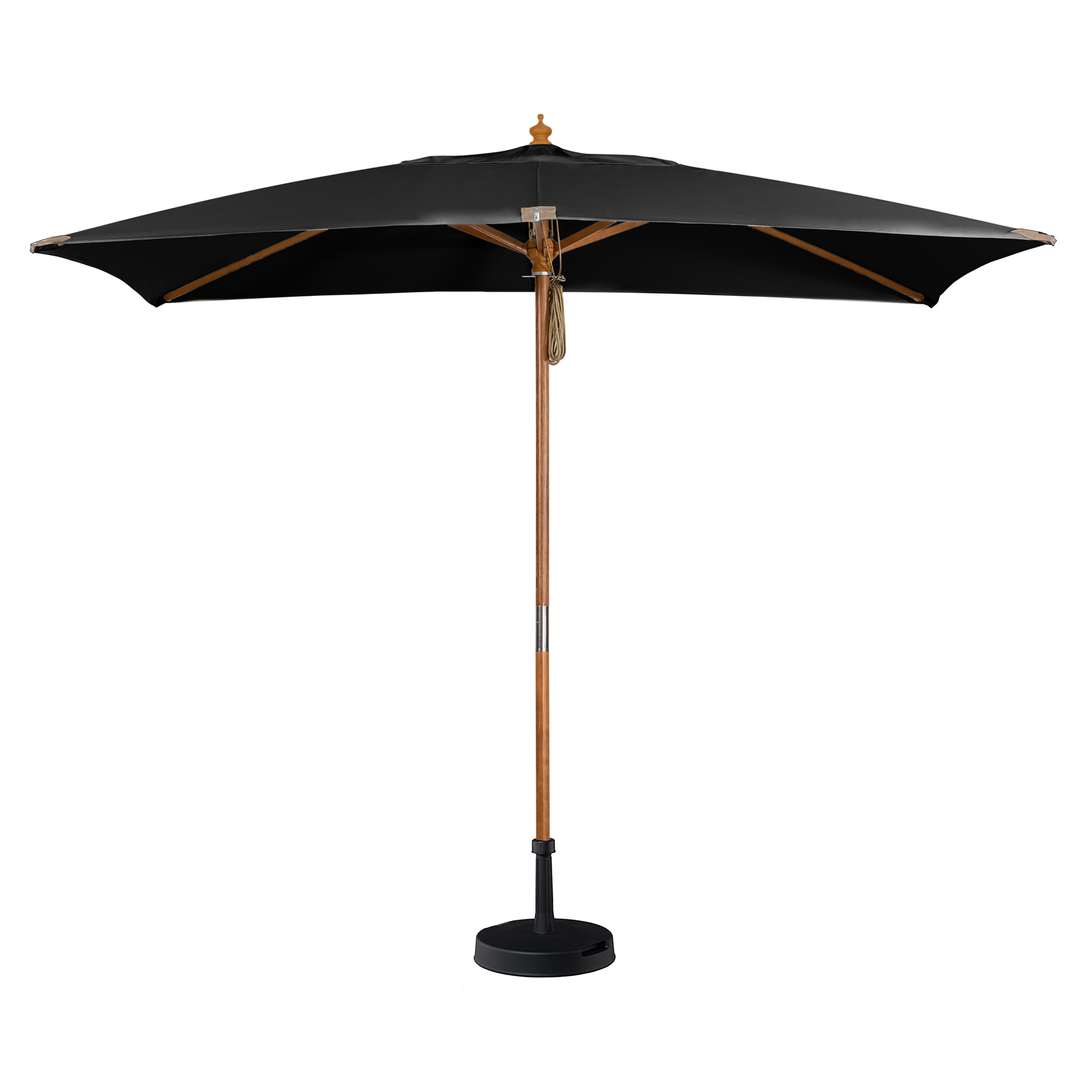 Styx 3m x 2m Rectangular Deluxe Wooden Parasol in Black