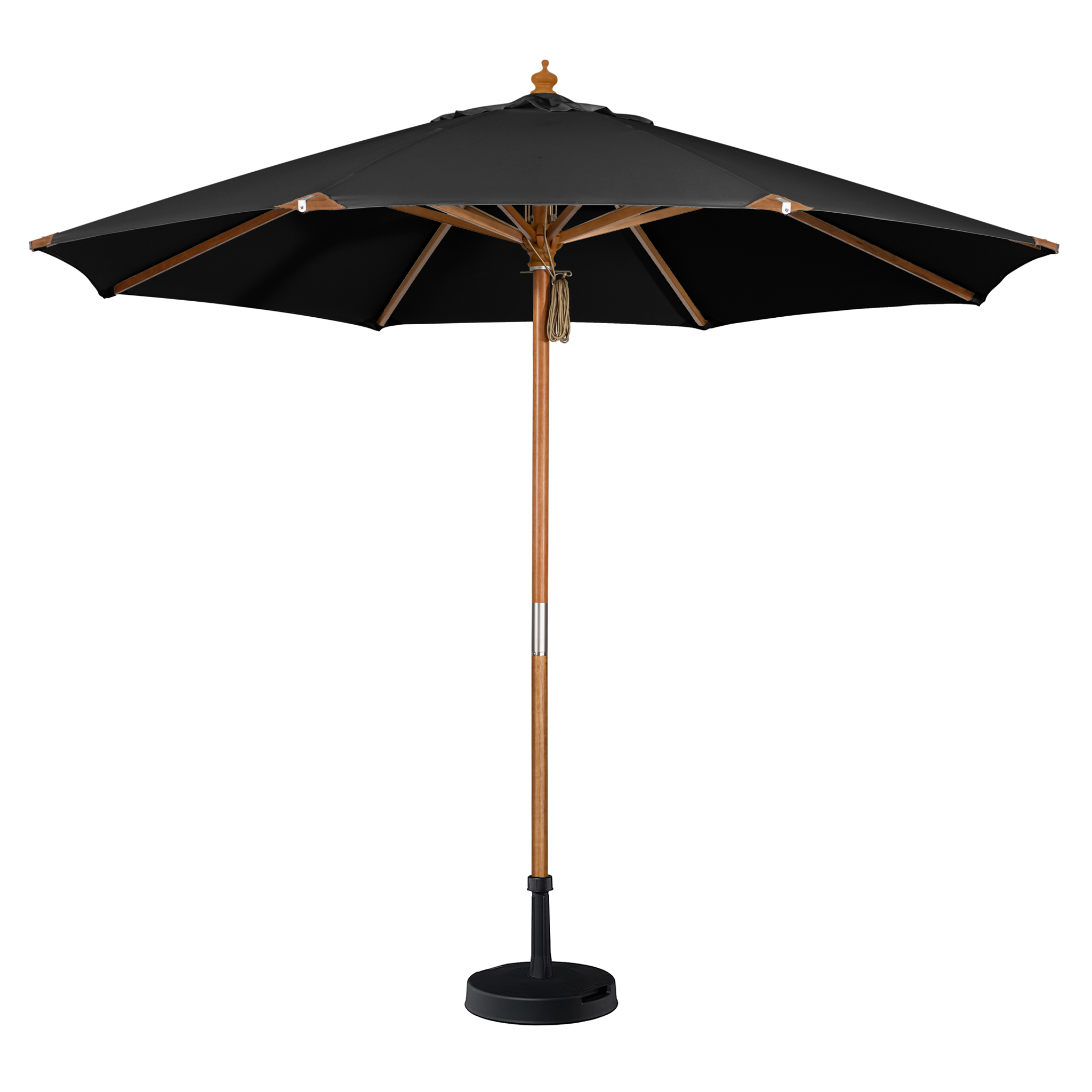 Styx 3m Round Deluxe Wooden Parasol in Black