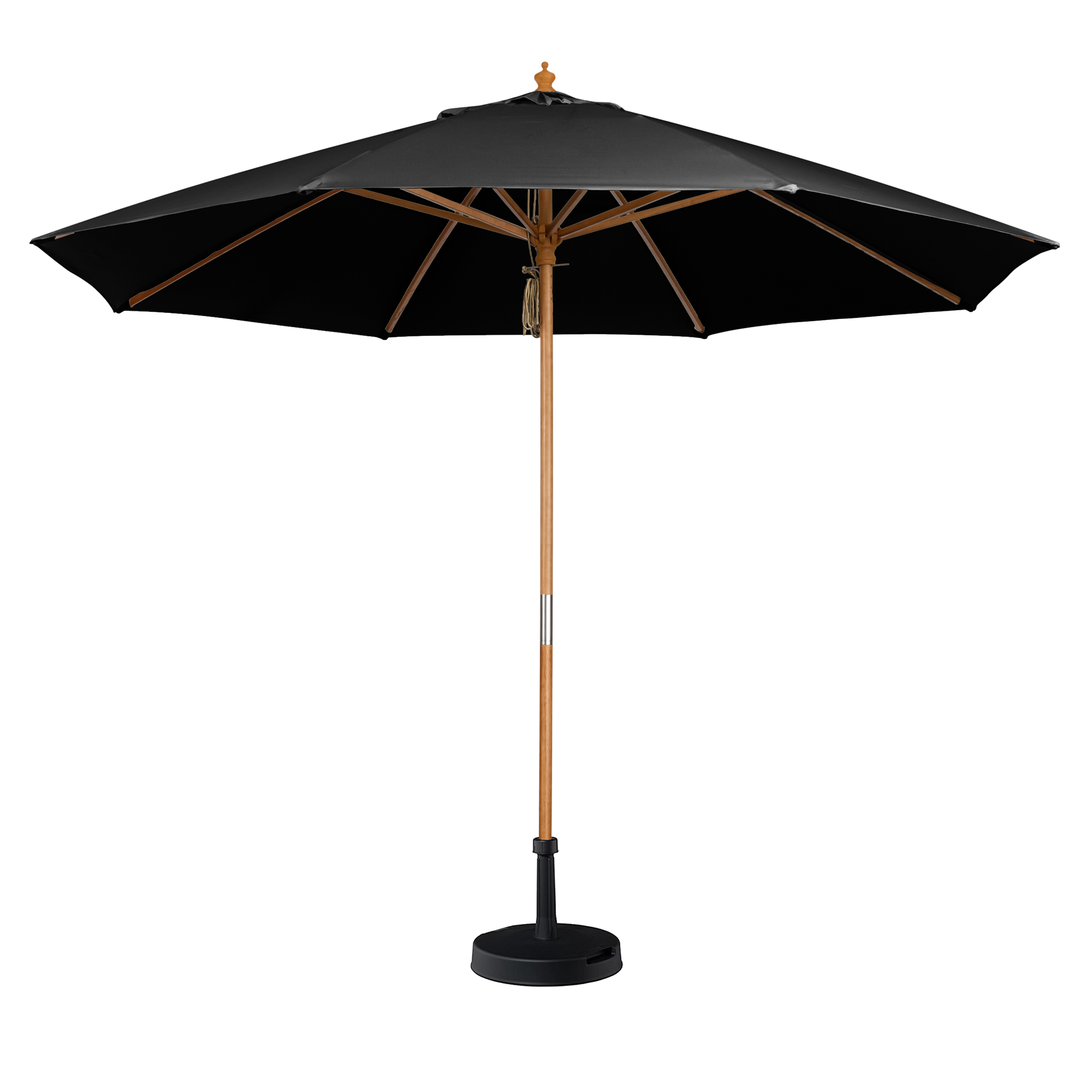 Kratos 3m Round Wooden Parasol in Black