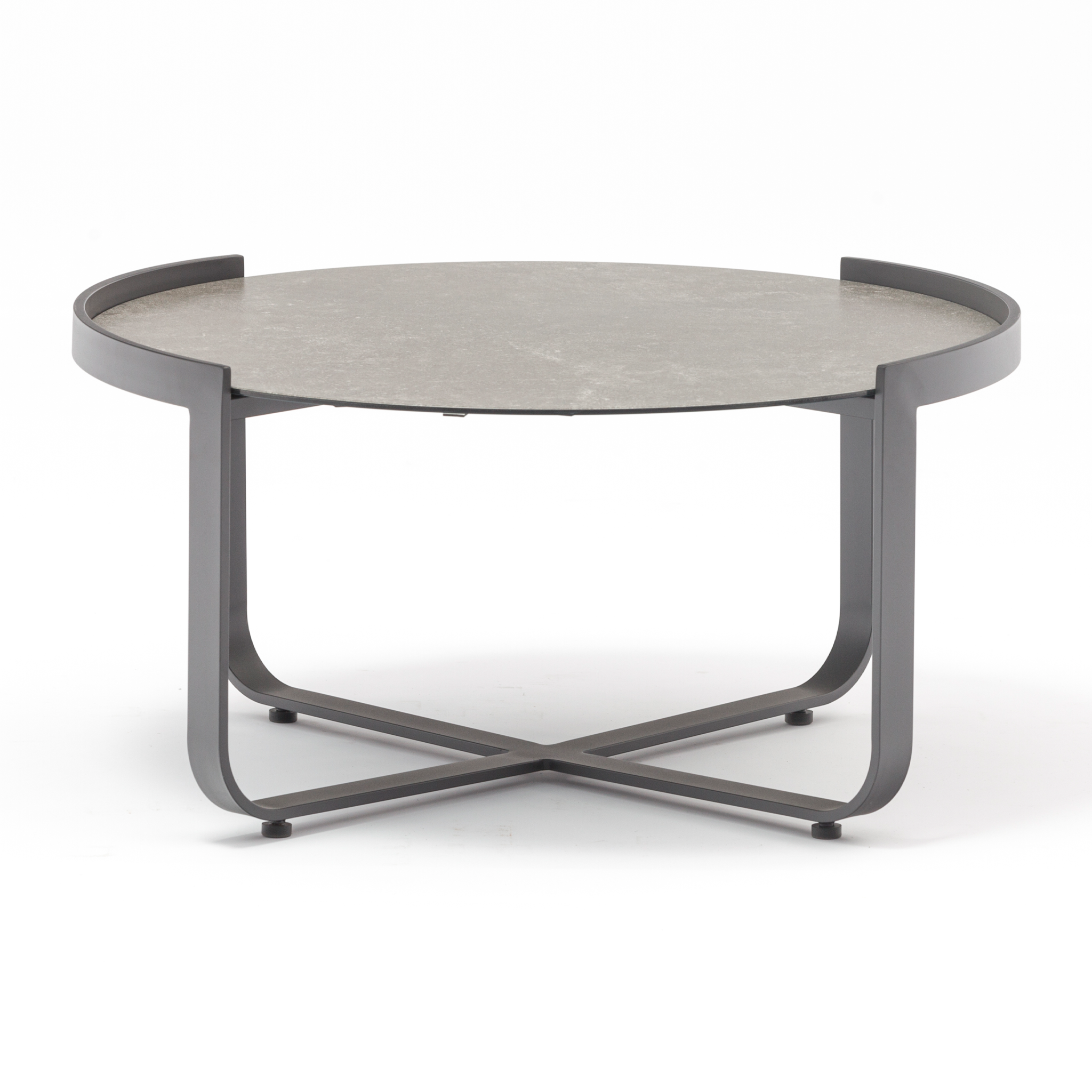 Bloom Coffee Table 80cm with Ceramic Top in Charcoal