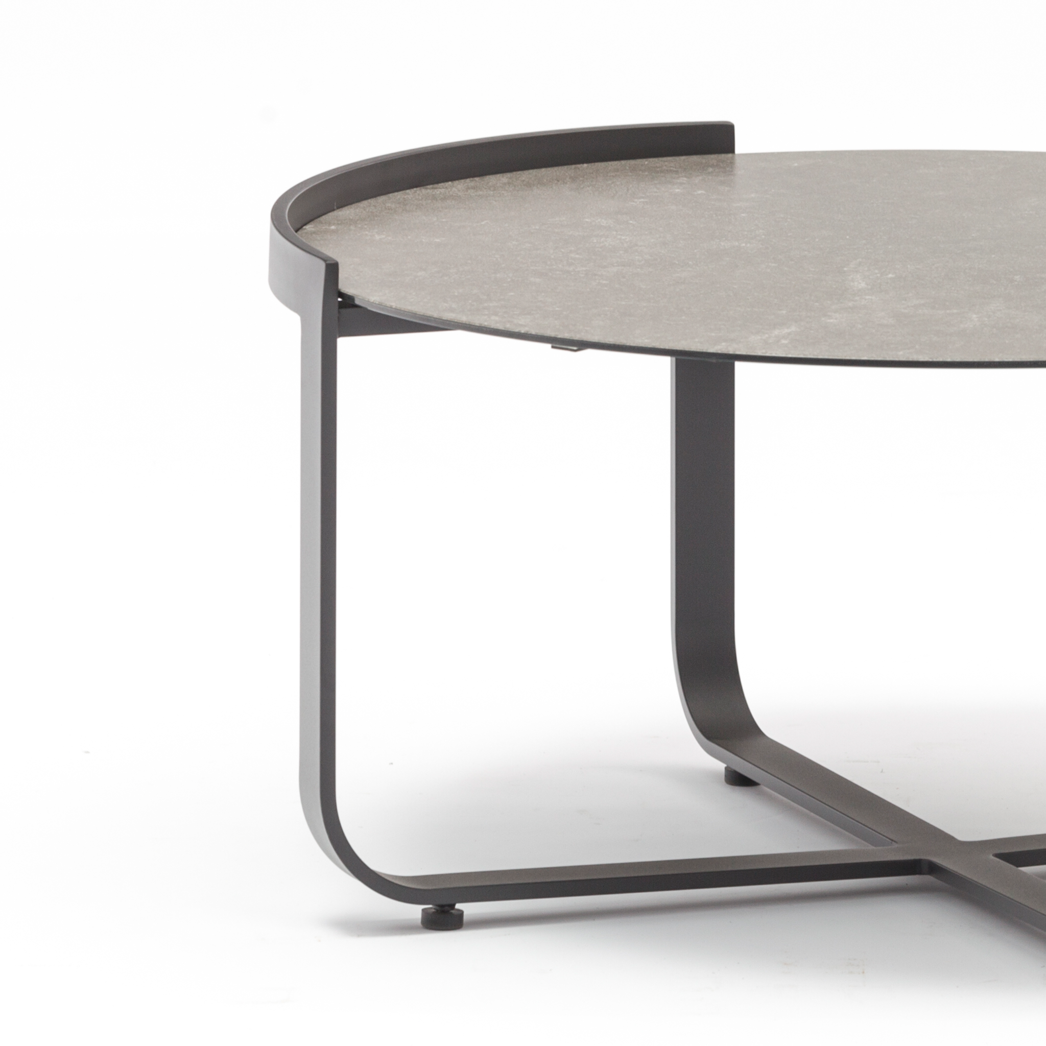 Bloom Coffee Table 80cm with Ceramic Top in Charcoal