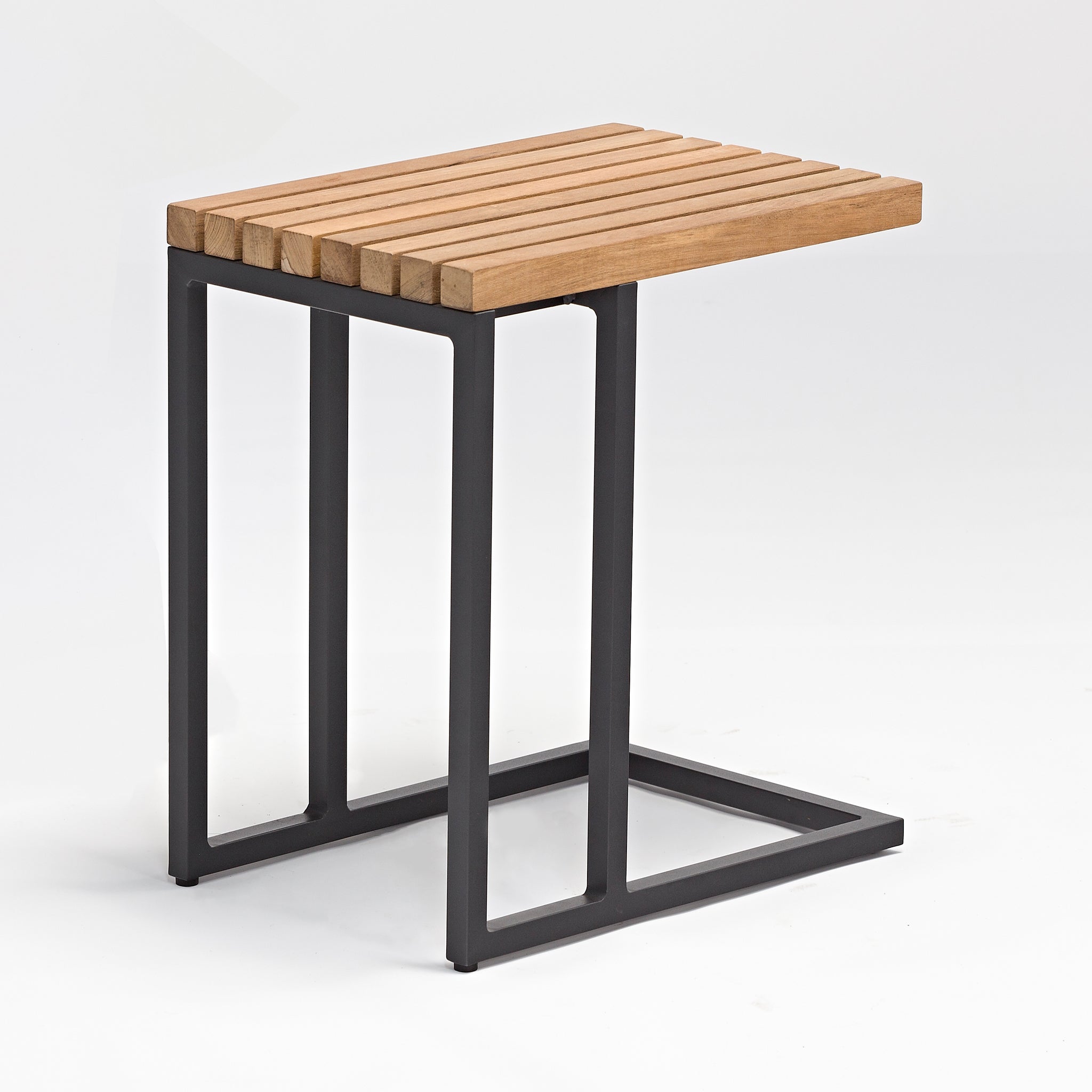 Cube Side Table with Teak Top in Charcoal