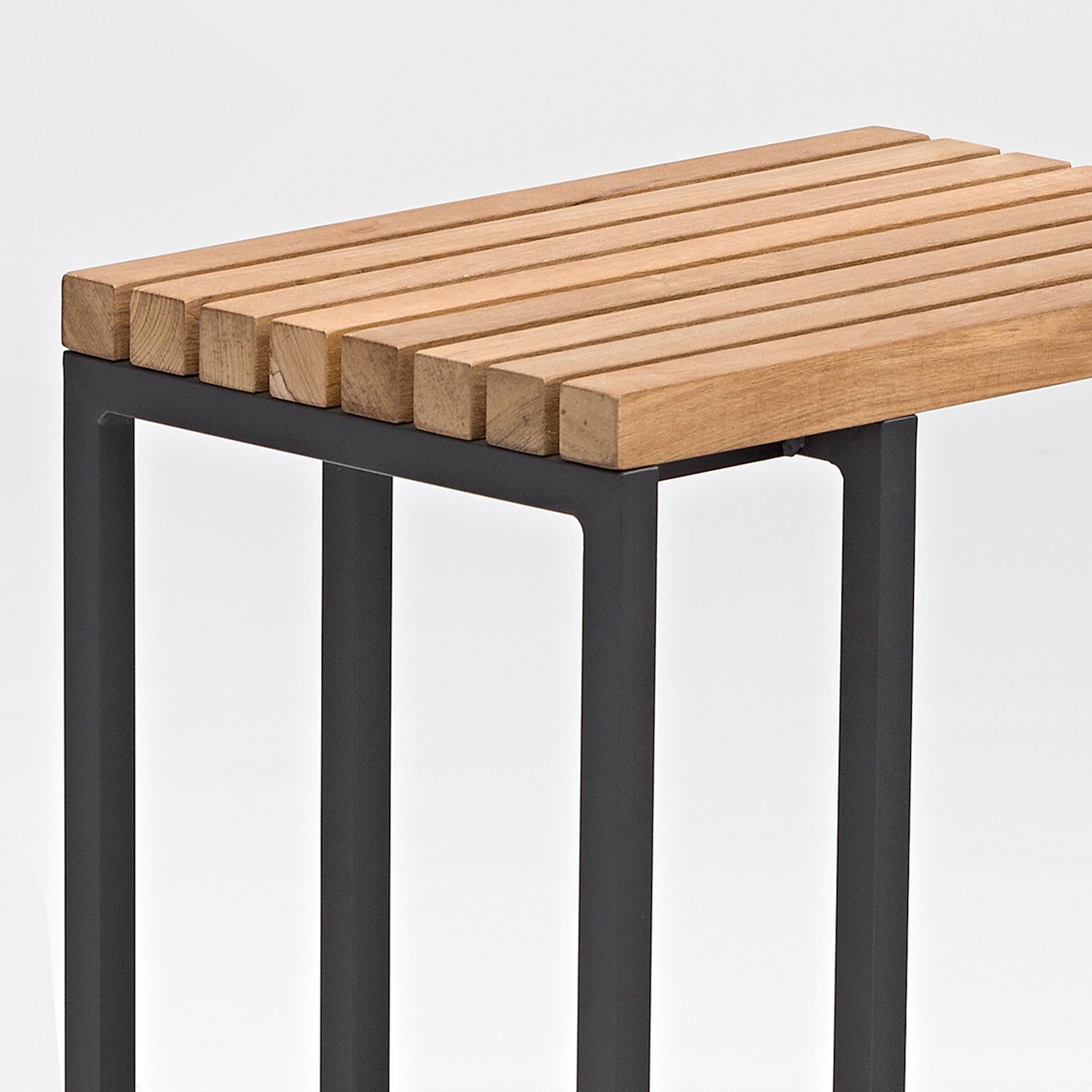 Cube Side Table with Teak Top in Charcoal