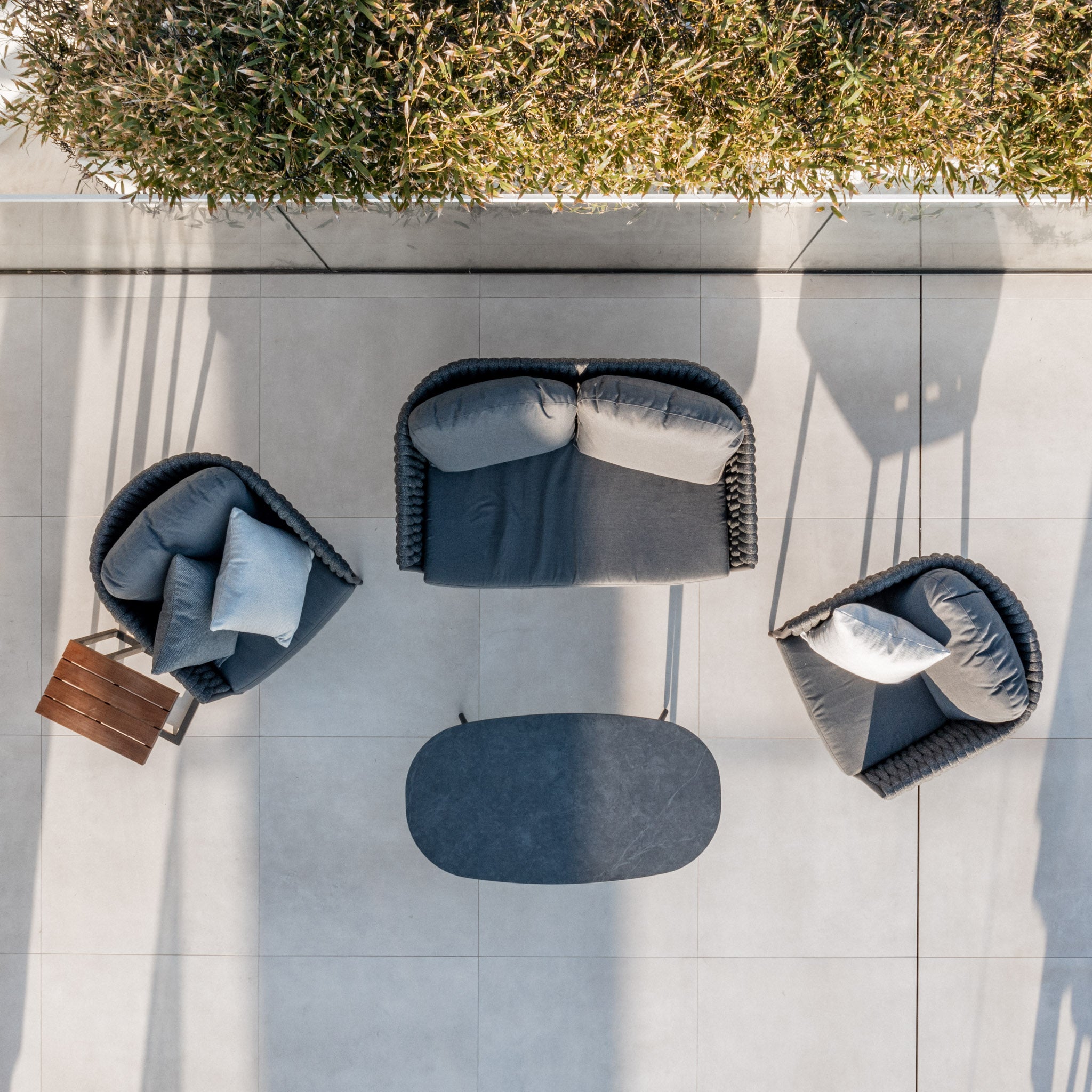 Palma 2 Seat Rope Sofa Set with Ceramic Table in Grey