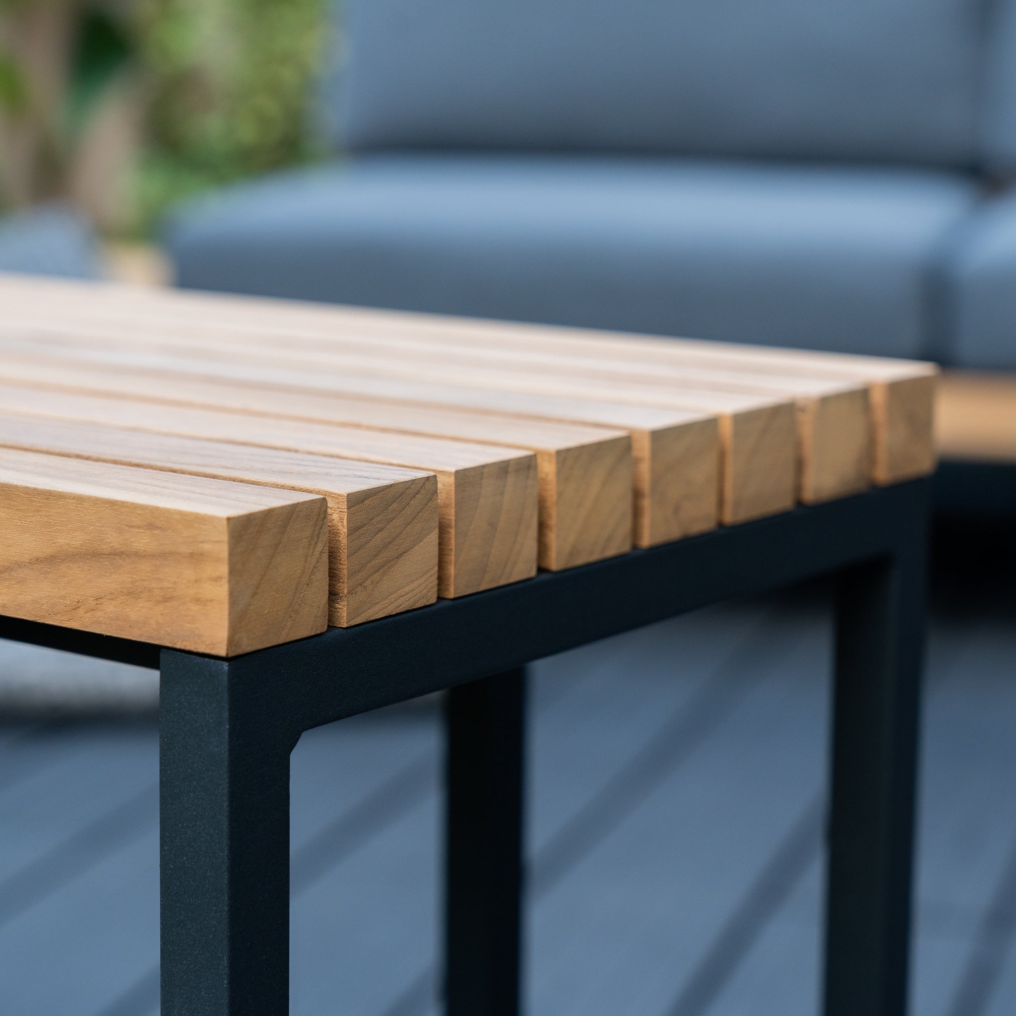 Cube Side Table with Teak Top in Charcoal