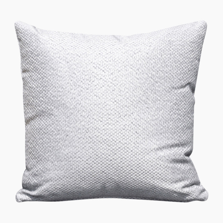 Square white Agora Senda Ceniza Small Scatter Cushion with textured fabric, perfect for pairing with outdoor decorative pillows.