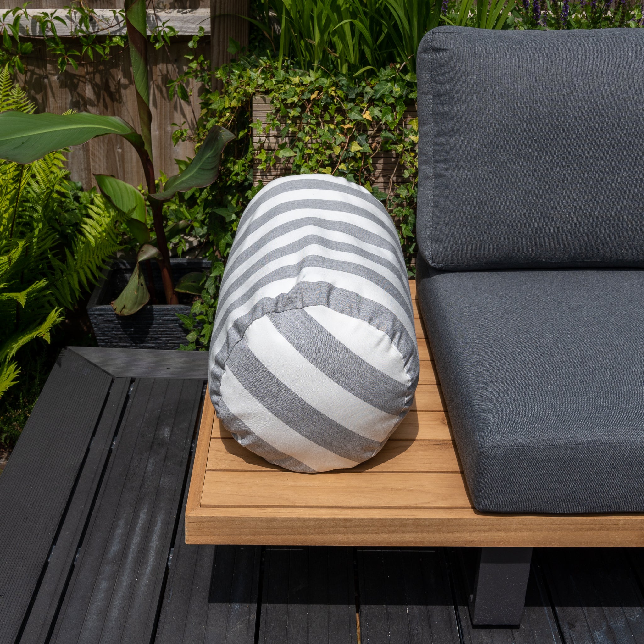 Agora Lines Piedra Large Round Bolster Floor Cushion - 72cm x 35cm