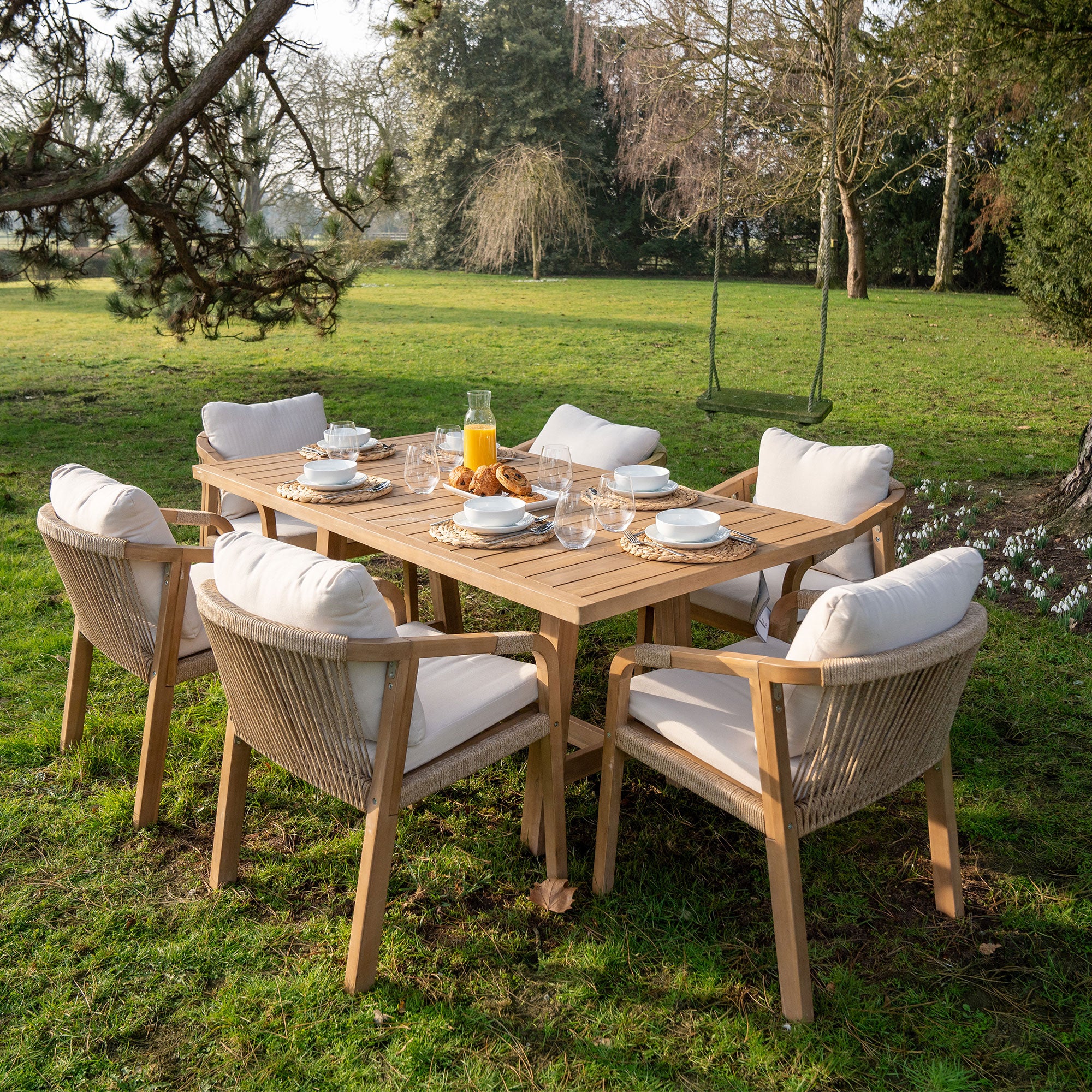 Quay 6 Seat Rectangular Dining Set in Linen