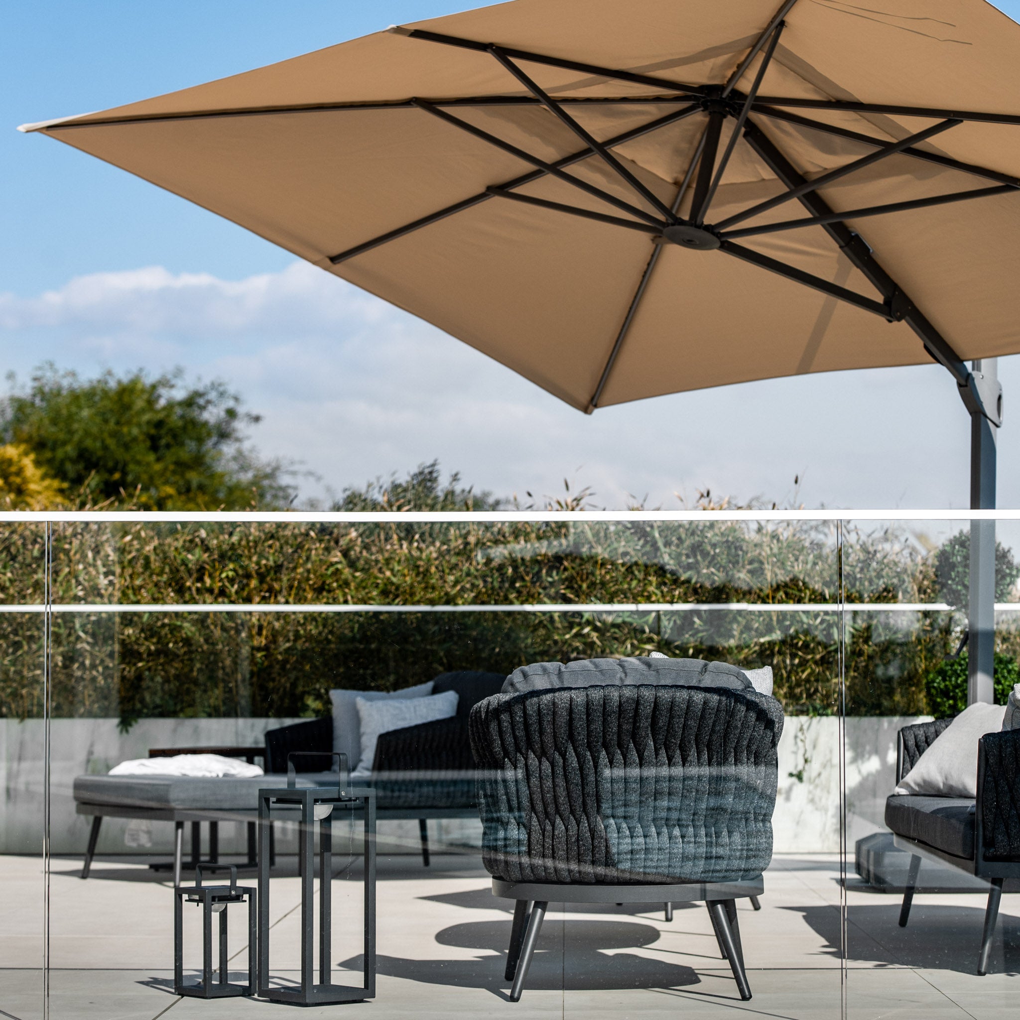 Palma 3 Seat Rope Sofa Set with Ceramic Table in Grey