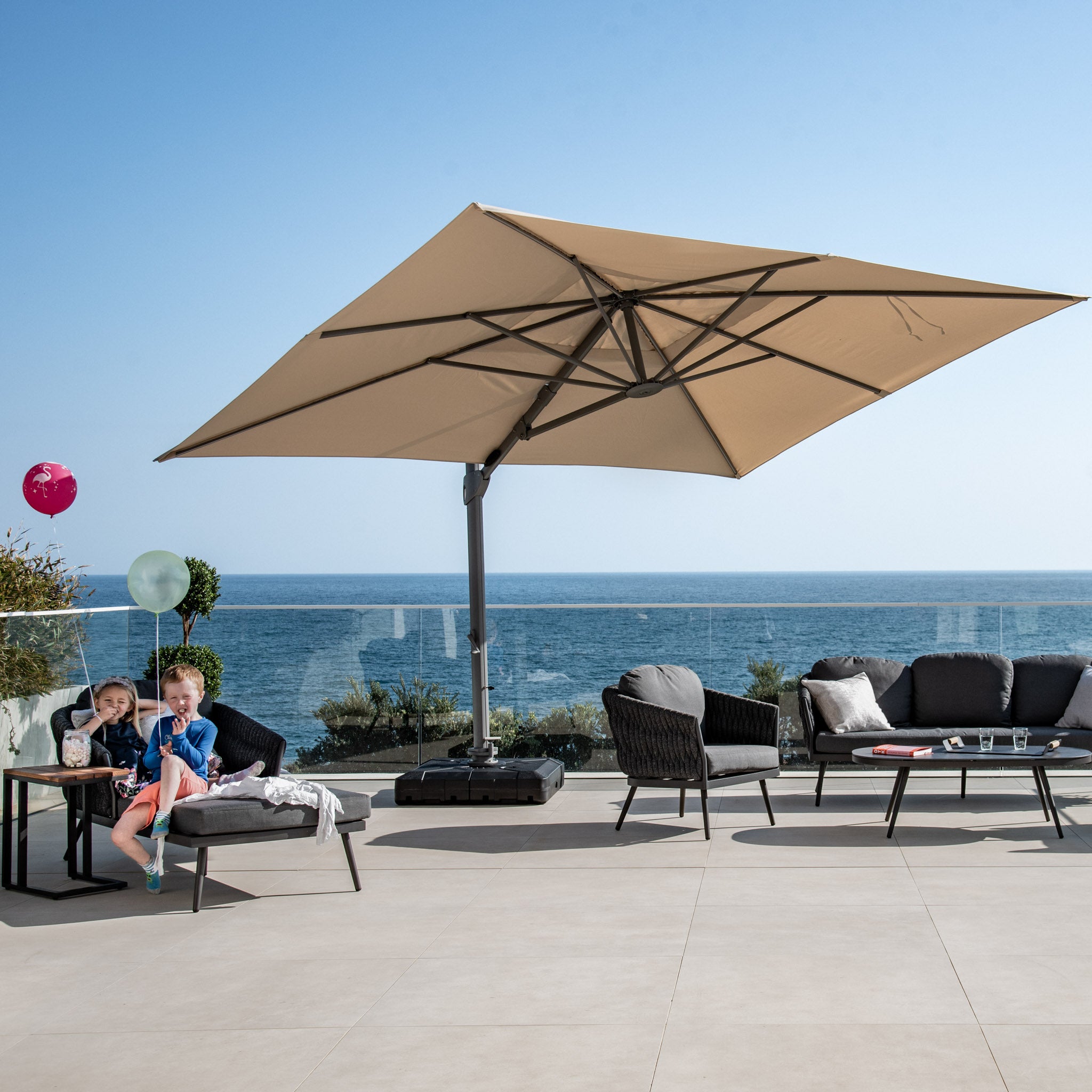 Palma 3 Seat Rope Sofa Set with Ceramic Table in Grey