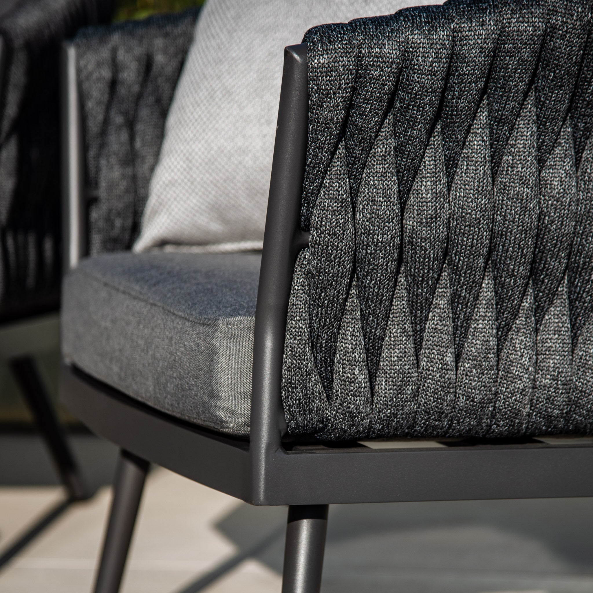 Palma 2 Seat Rope Sofa Set with Ceramic Table in Grey