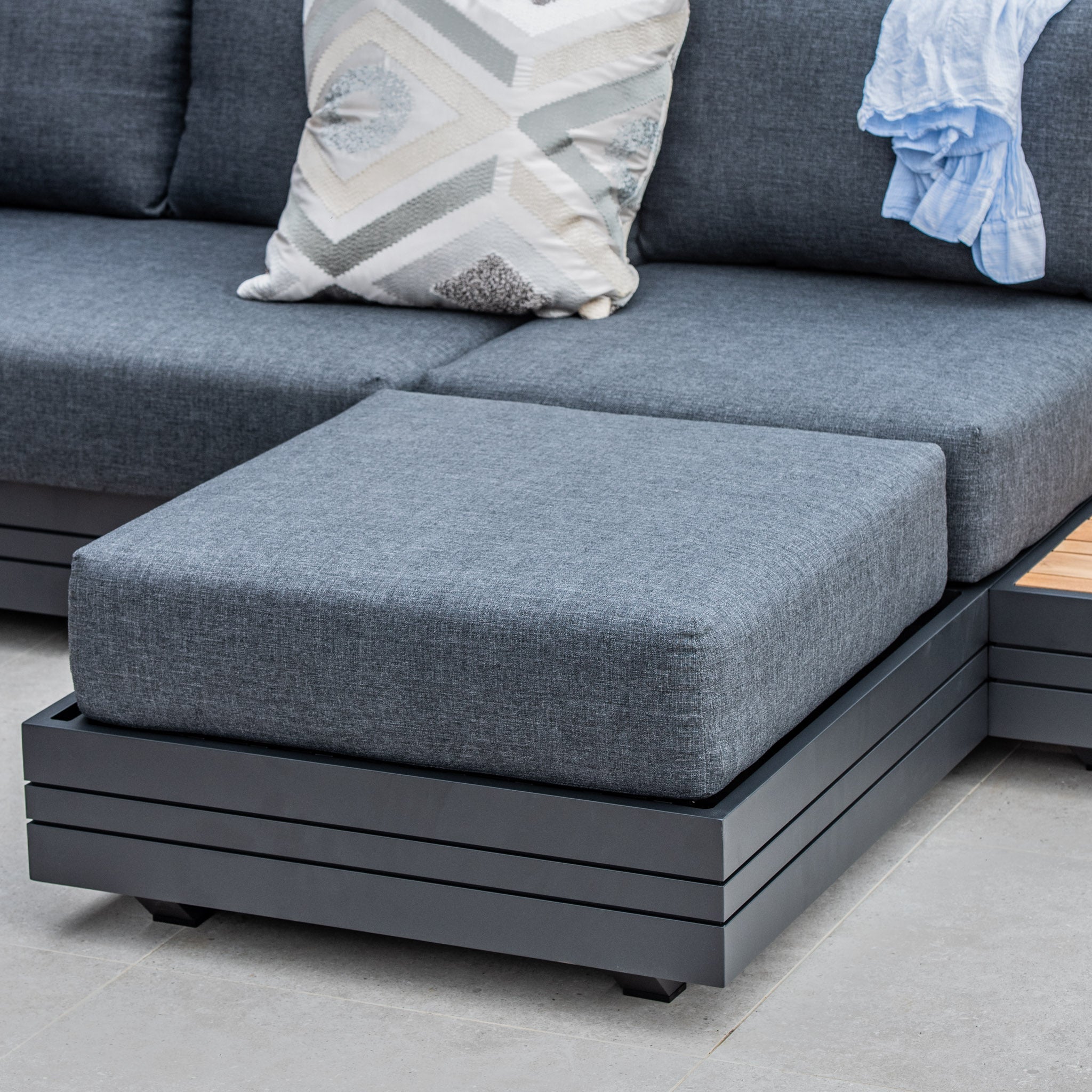 Panama Corner Unit/Footstool in Charcoal