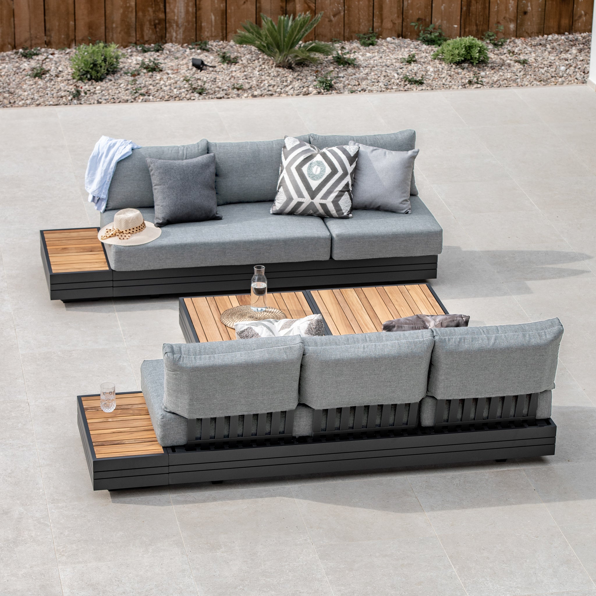 Panama 3 Seat Sofa with Sun Lounger Feature in Washed Grey