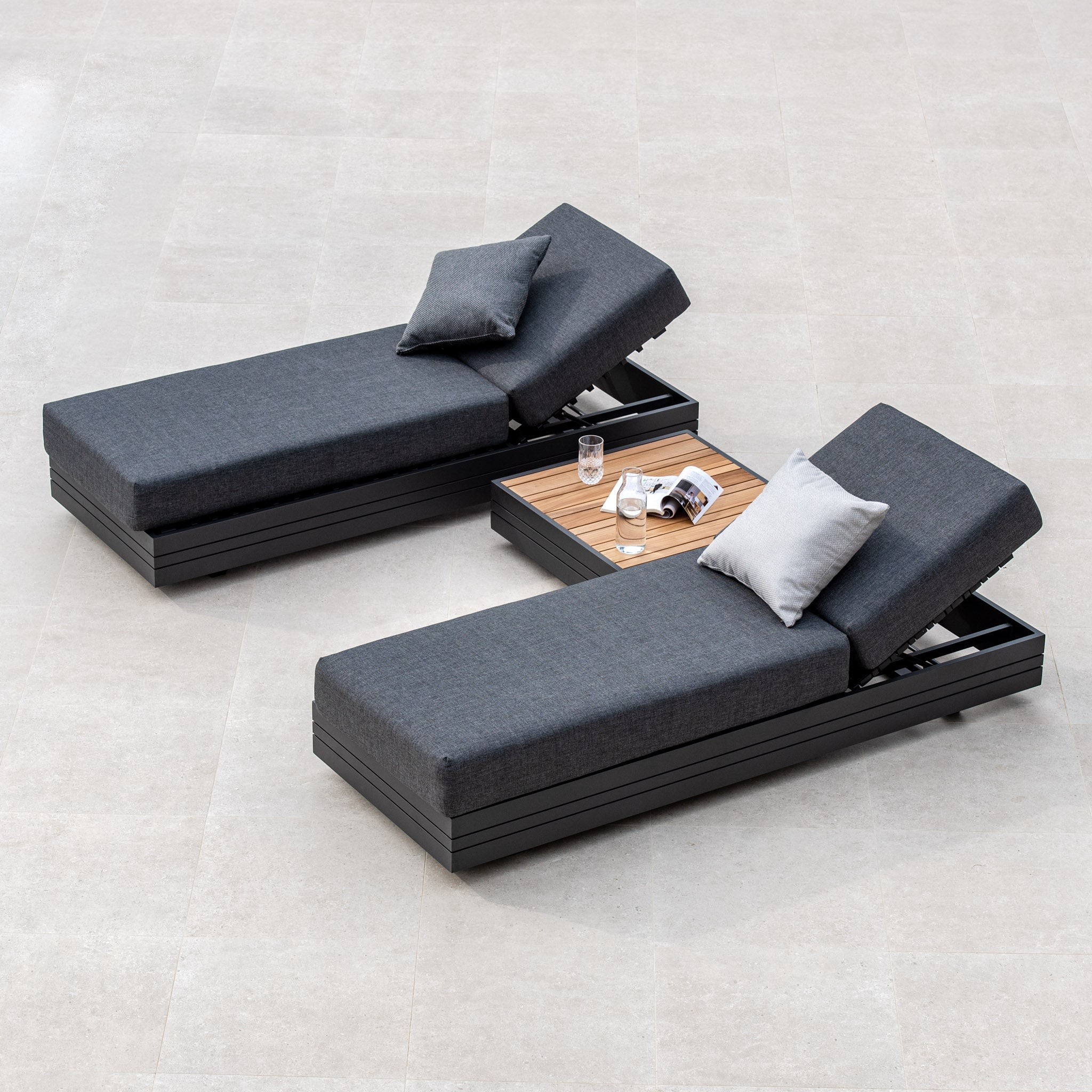 Panama 3 Seat Sofa with Sun Lounger Feature in Charcoal