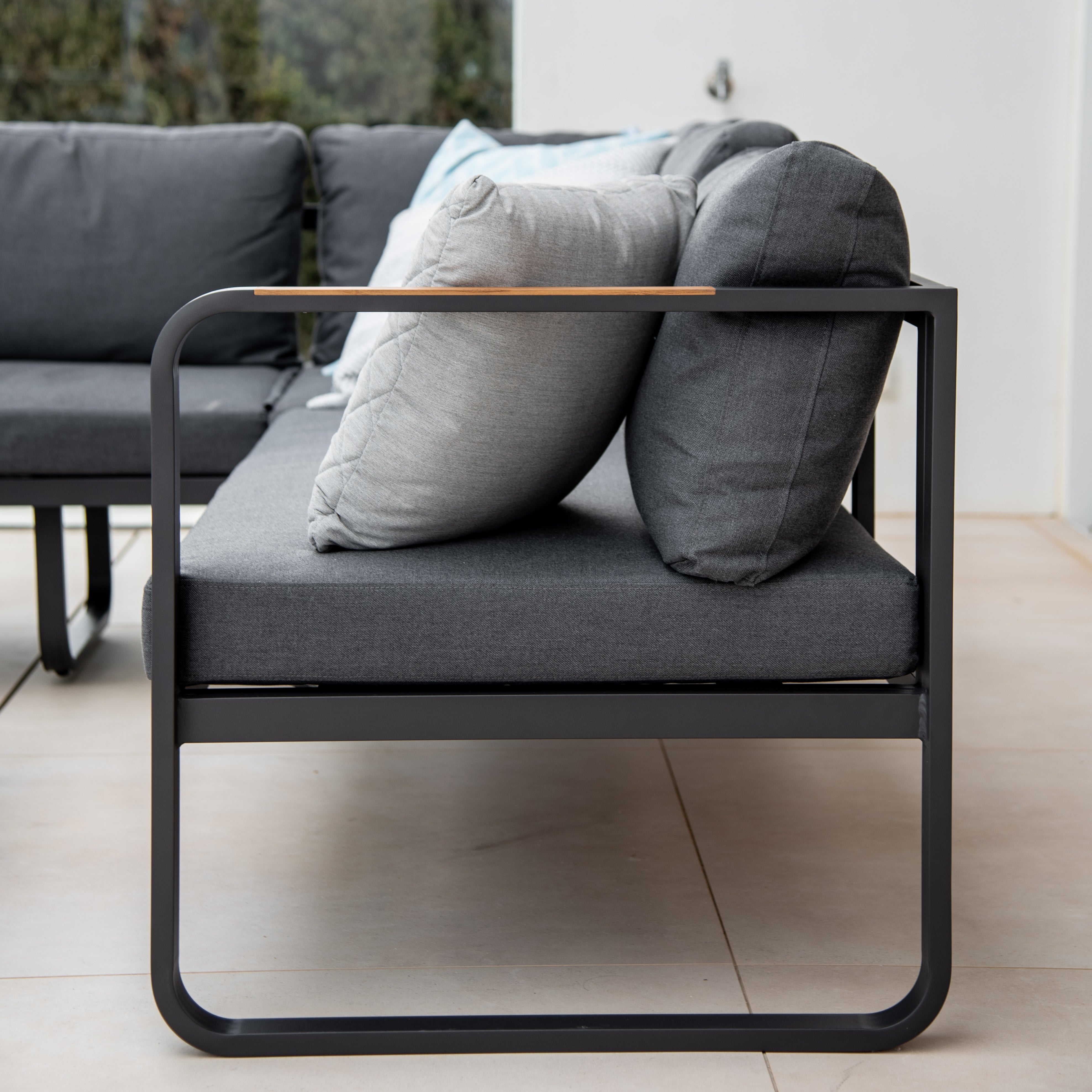 Cordoba Reclining Corner Set with Ceramic Table in Grey