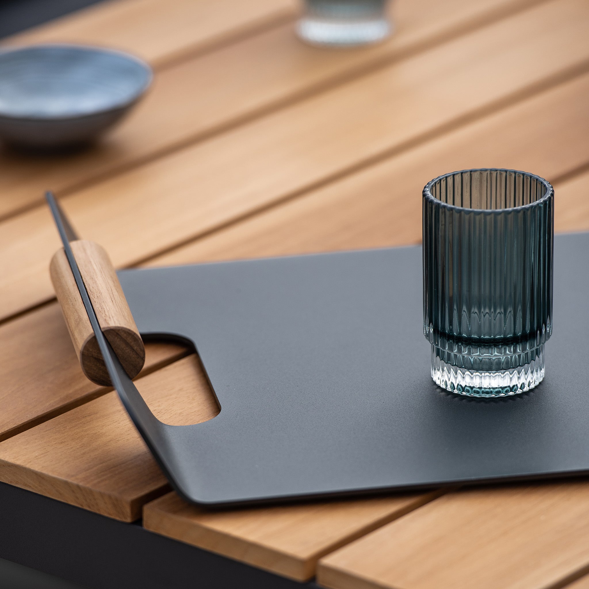 Cordoba Corner Dining Set with Teak Table in Grey