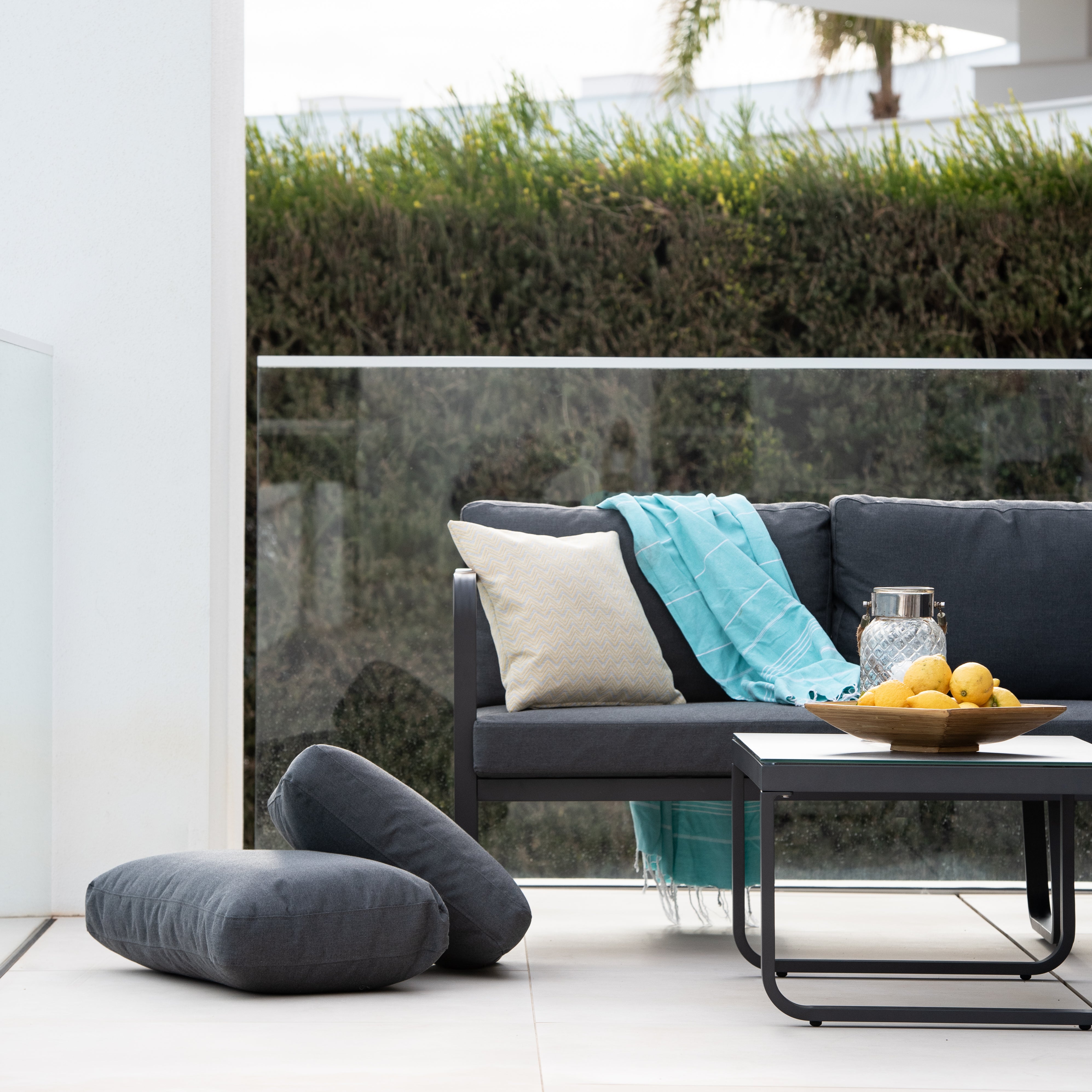 Cordoba Reclining Corner Set with Ceramic Table in Grey