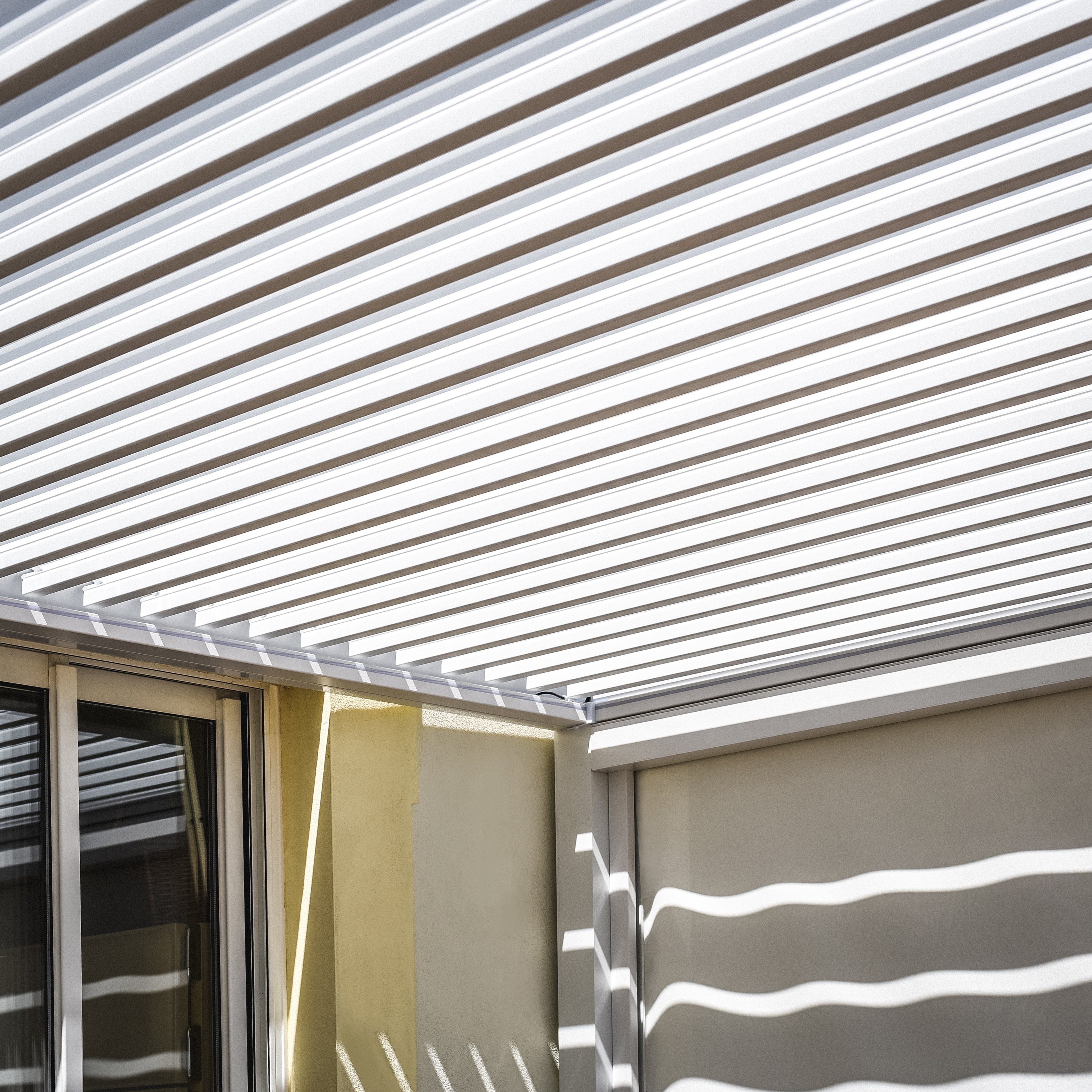 PergoSTET 3m x 4m Rectangular Pergola with 3 Drop Sides and LED Lighting in White