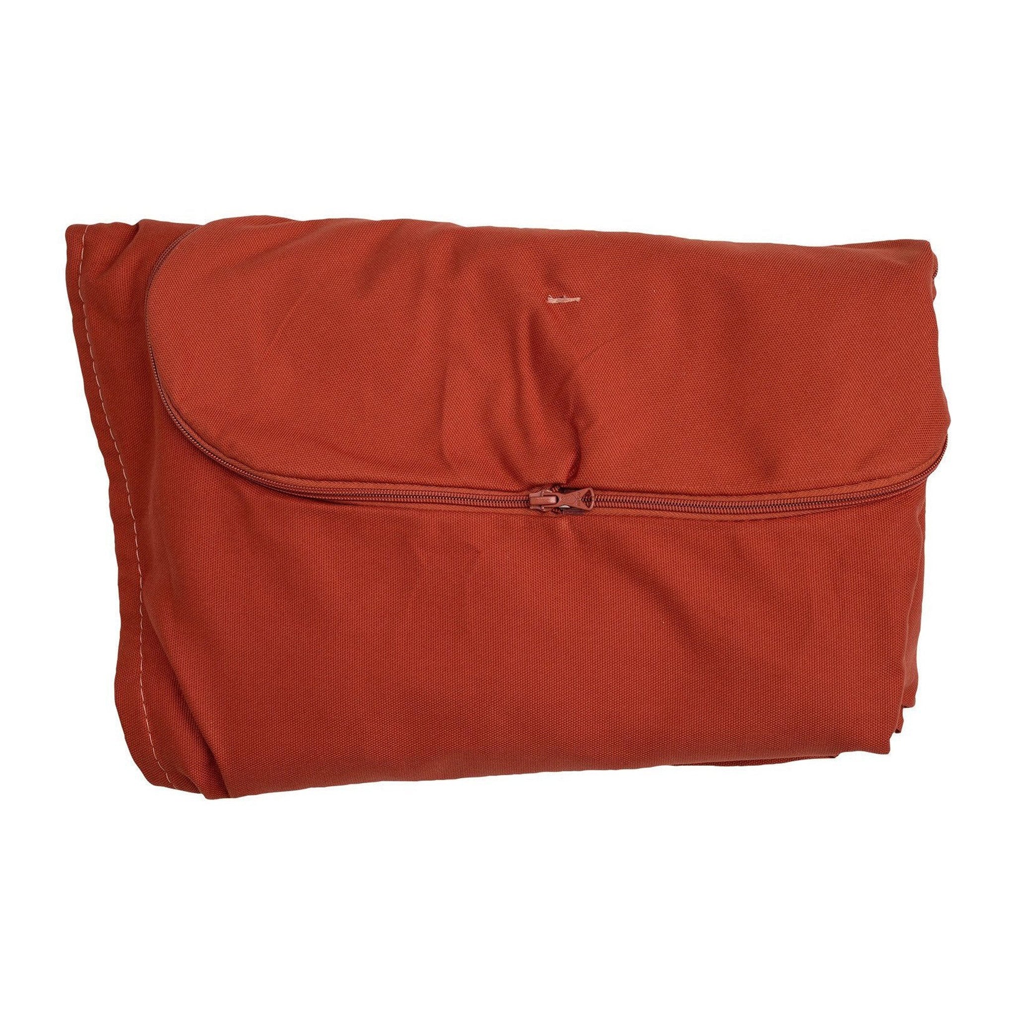 The Natura Globo Single Hanging Chair, with a striking red hue and visible edge stitching, features a zippered compartment and is perfect for adding style to both indoor and outdoor living spaces.