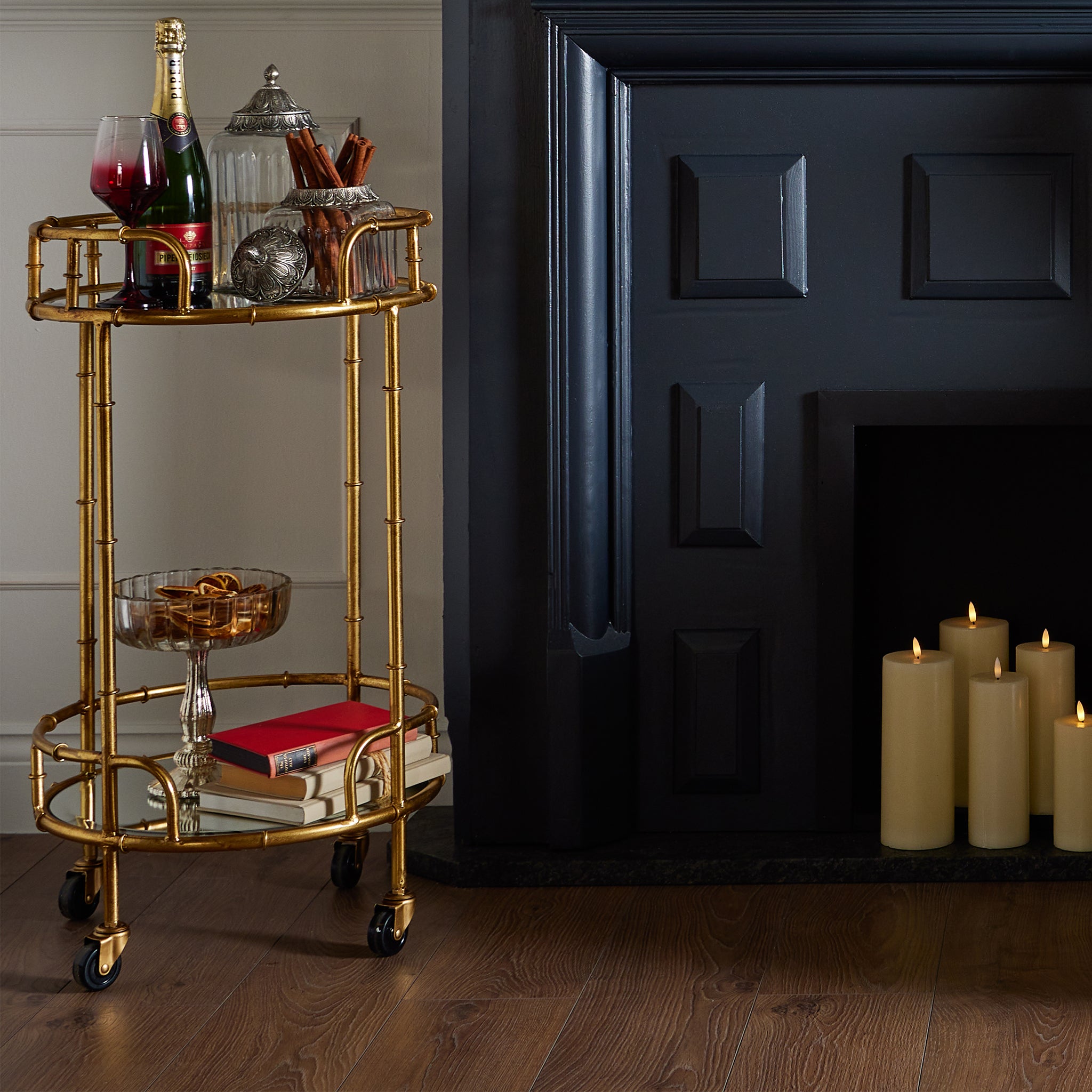 Gold Round Drinks Trolley