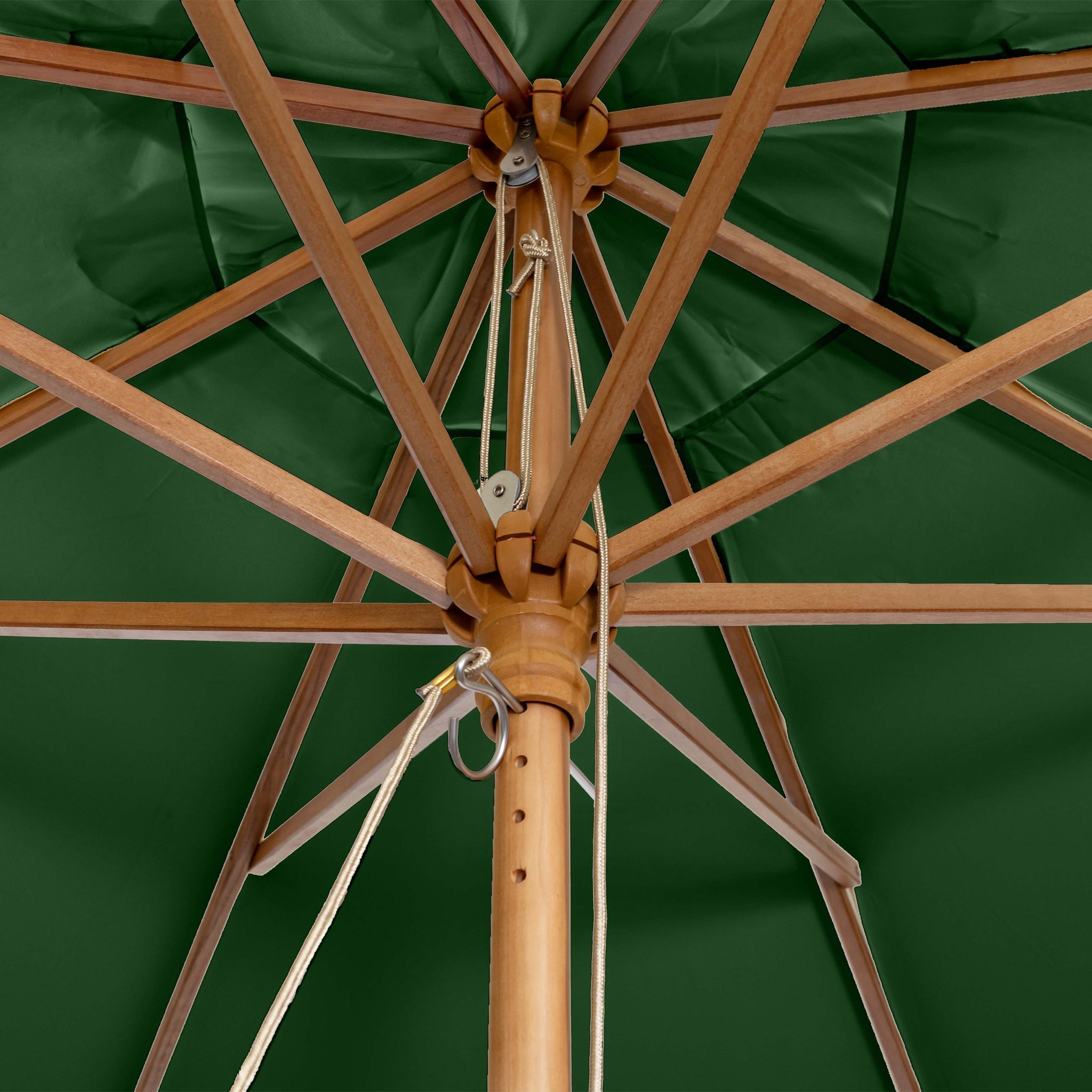 Kratos 2.5m Round Wooden Parasol in Green