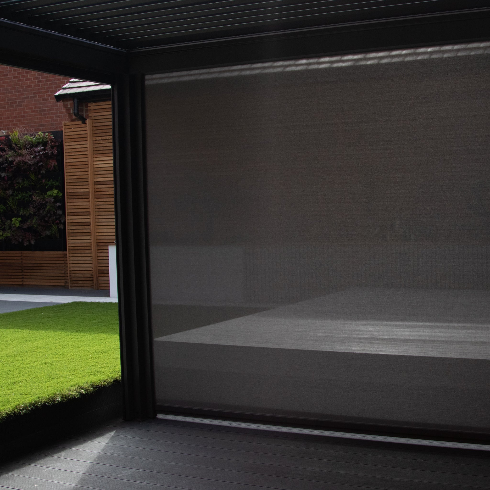 PergoSTET 4m x 4m Square Pergola with 3 Drop Sides and LED Lighting in Grey