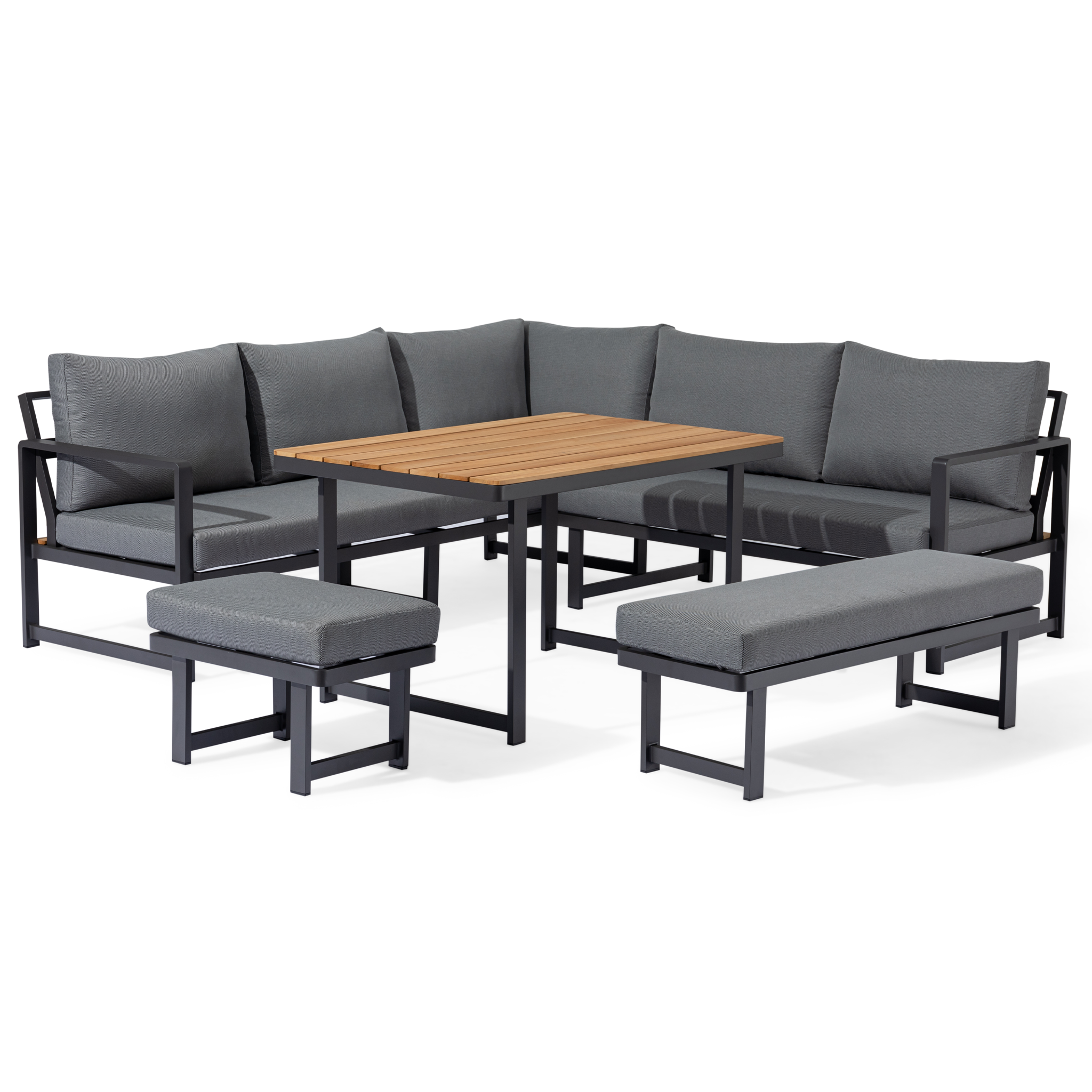 Cordoba Corner Dining Set with Teak Table in Grey