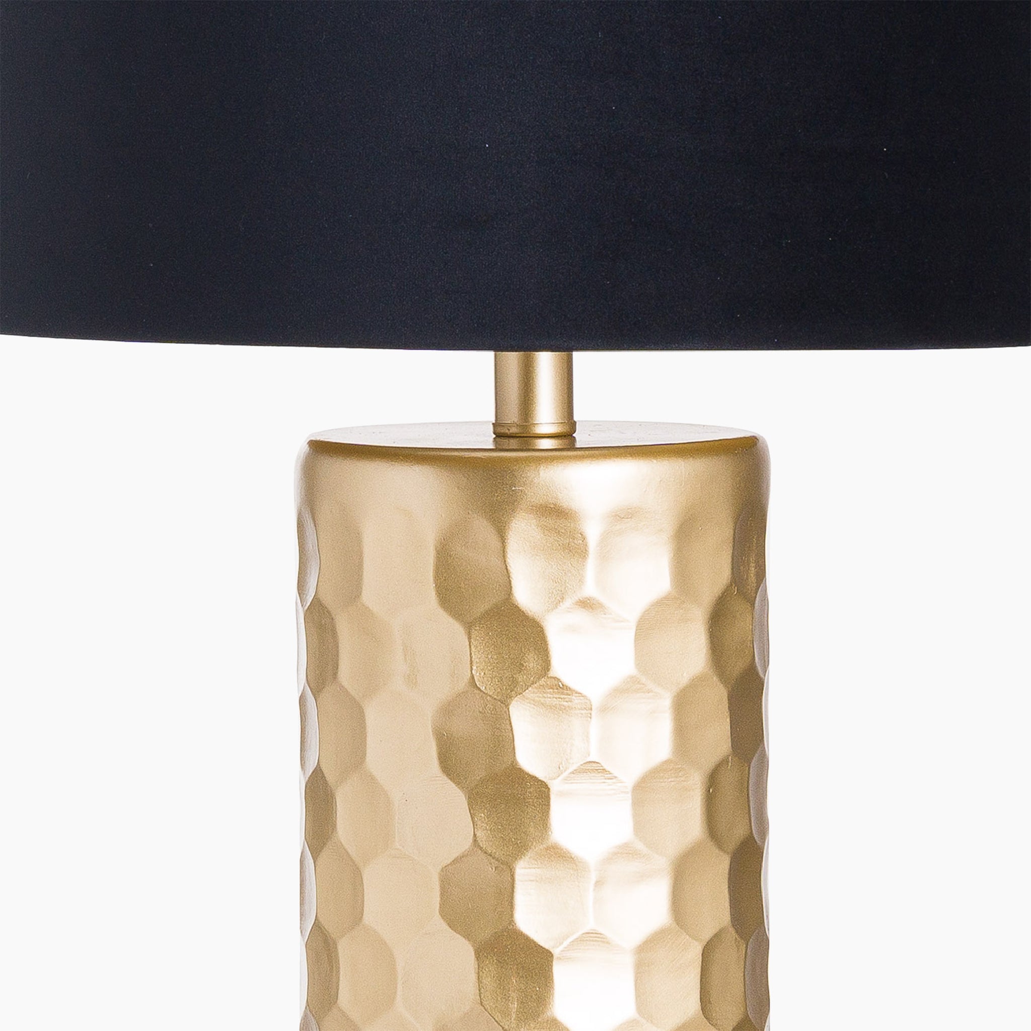 Jem Honey Comb Gold Table Lamp With Black Velvet Shade