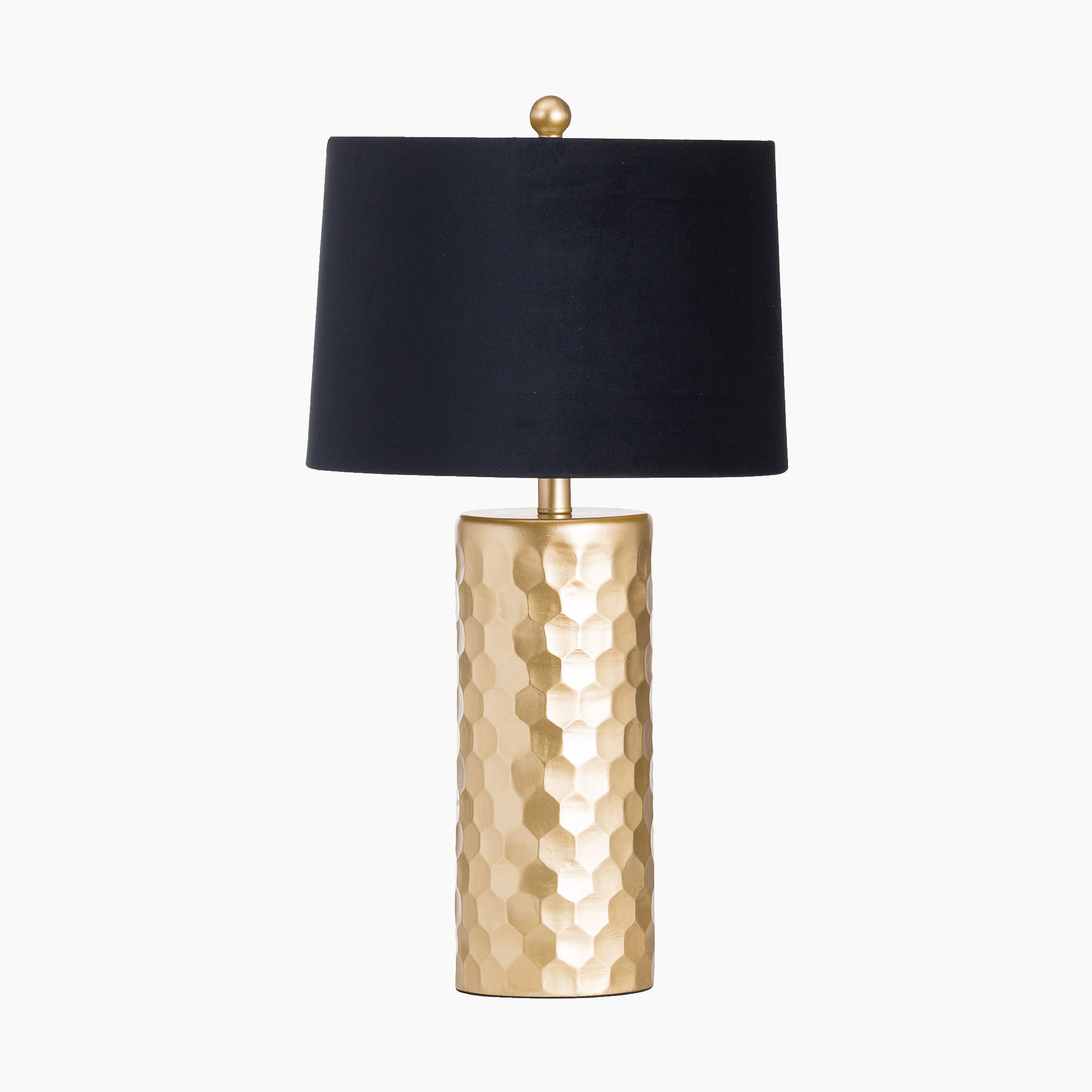 Jem Honey Comb Gold Table Lamp With Black Velvet Shade