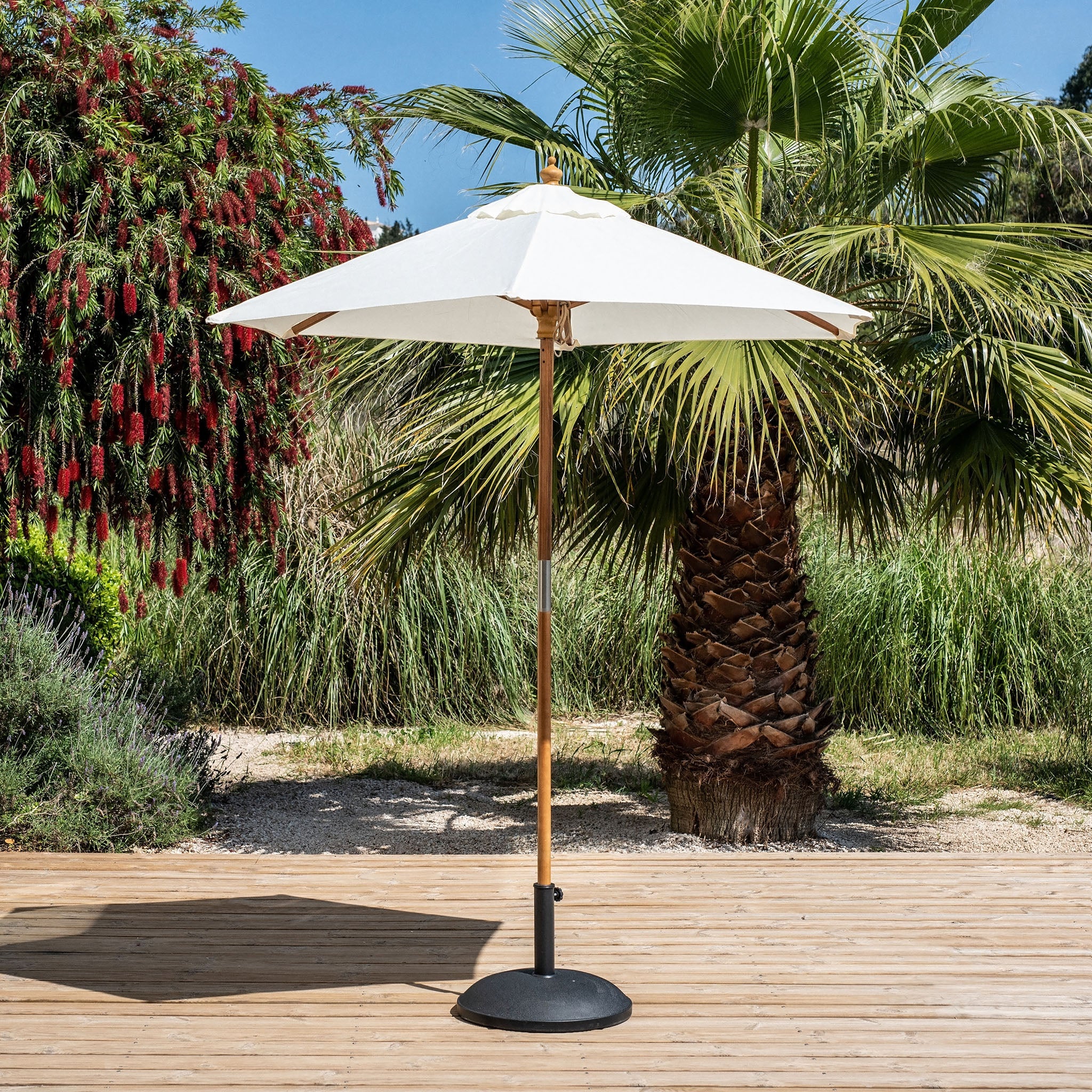 Kratos 2m Round Wooden Parasol in Beige